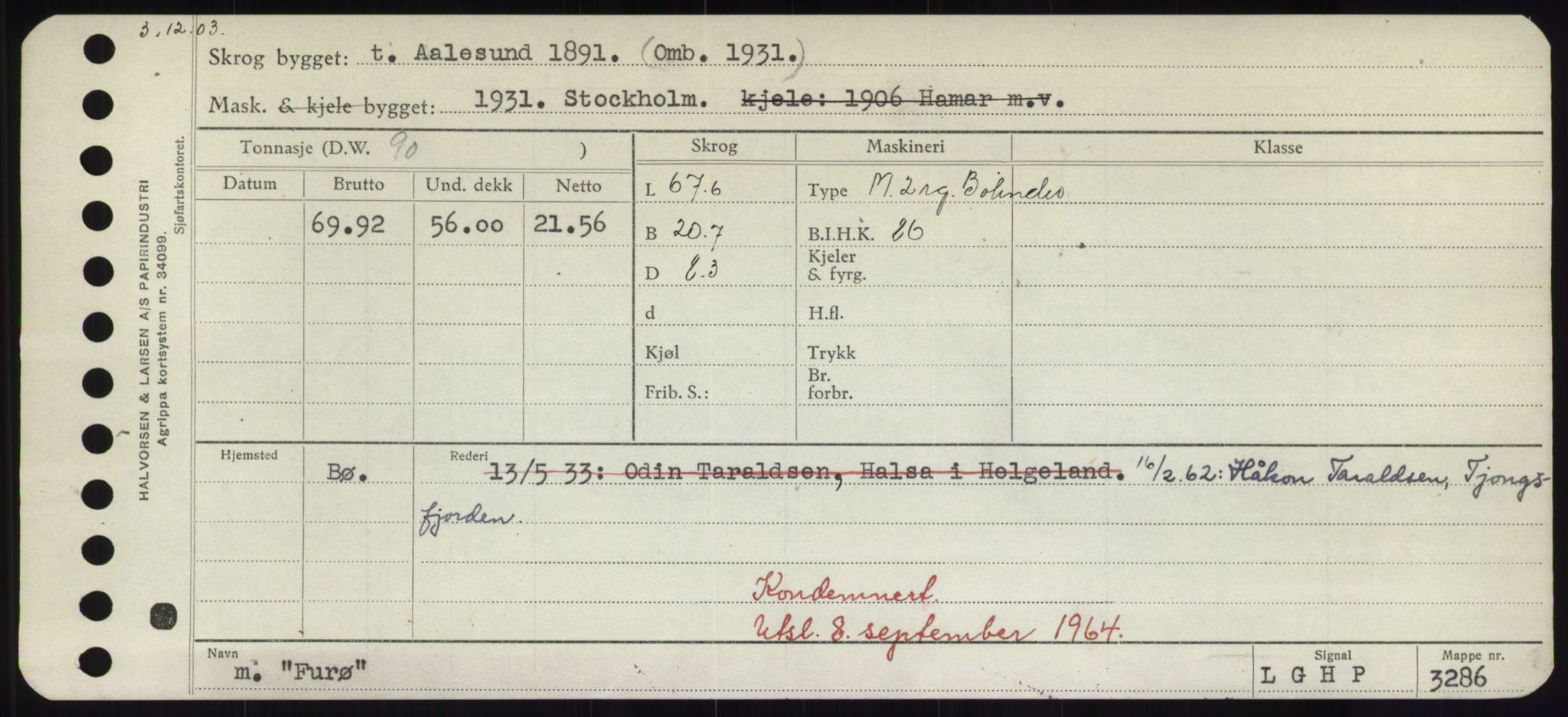 Sjøfartsdirektoratet med forløpere, Skipsmålingen, AV/RA-S-1627/H/Hd/L0011: Fartøy, Fla-Får, p. 613