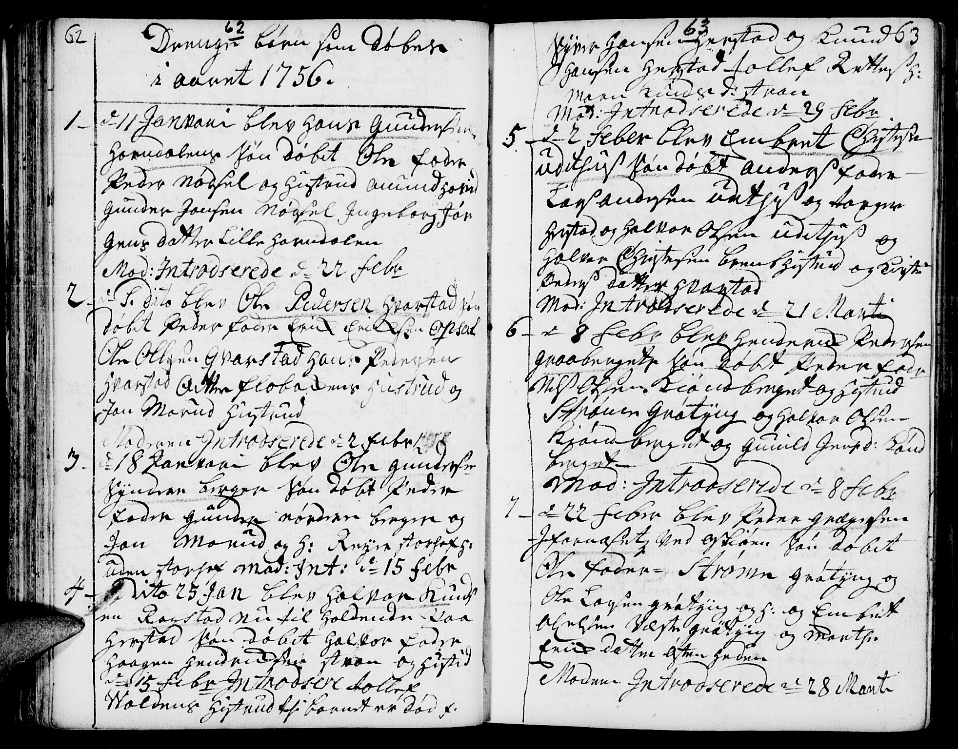 Elverum prestekontor, AV/SAH-PREST-044/H/Ha/Haa/L0002: Parish register (official) no. 2, 1751-1756, p. 62-63