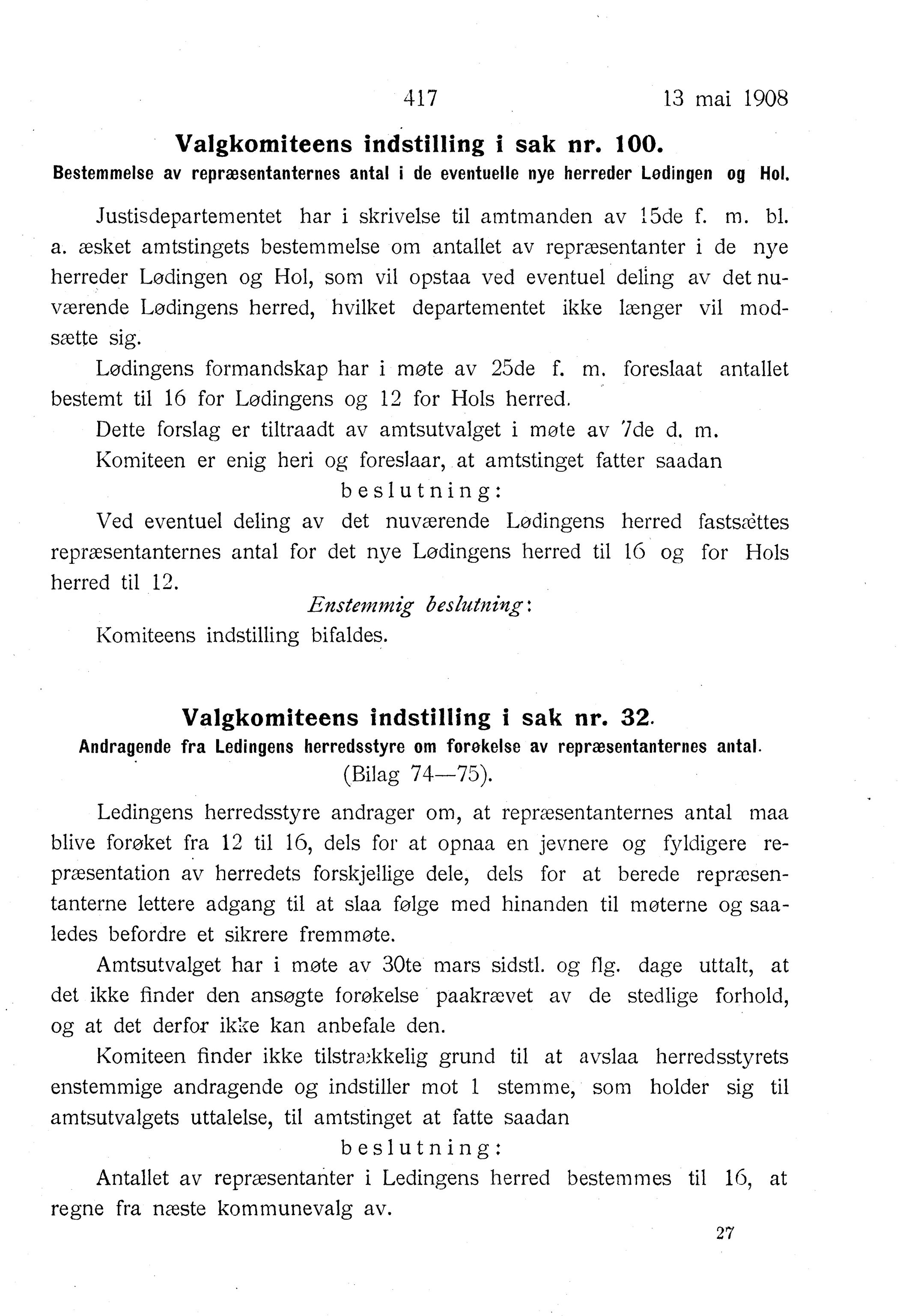 Nordland Fylkeskommune. Fylkestinget, AIN/NFK-17/176/A/Ac/L0031: Fylkestingsforhandlinger 1908, 1908