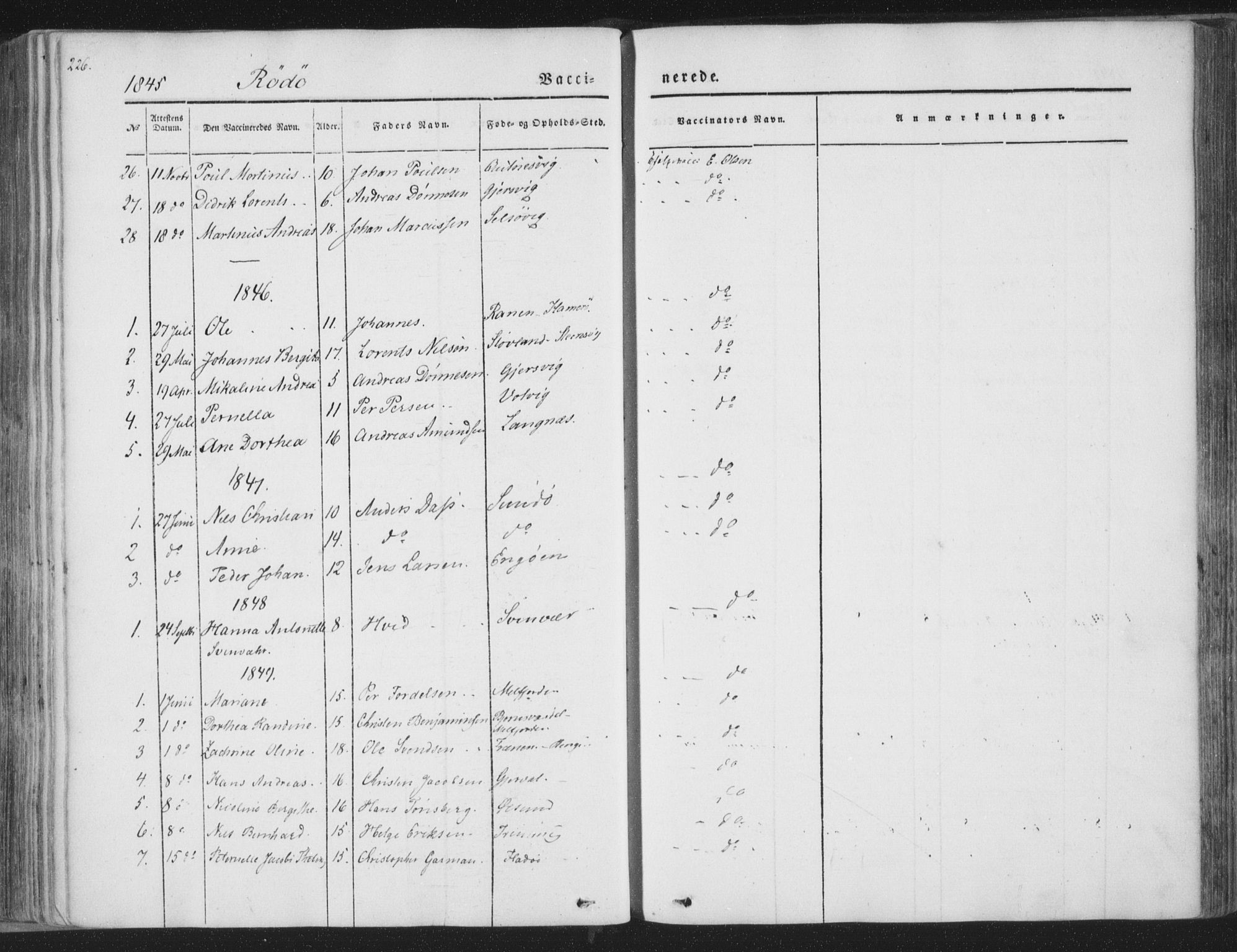 Ministerialprotokoller, klokkerbøker og fødselsregistre - Nordland, AV/SAT-A-1459/841/L0604: Parish register (official) no. 841A09 /1, 1845-1862, p. 226