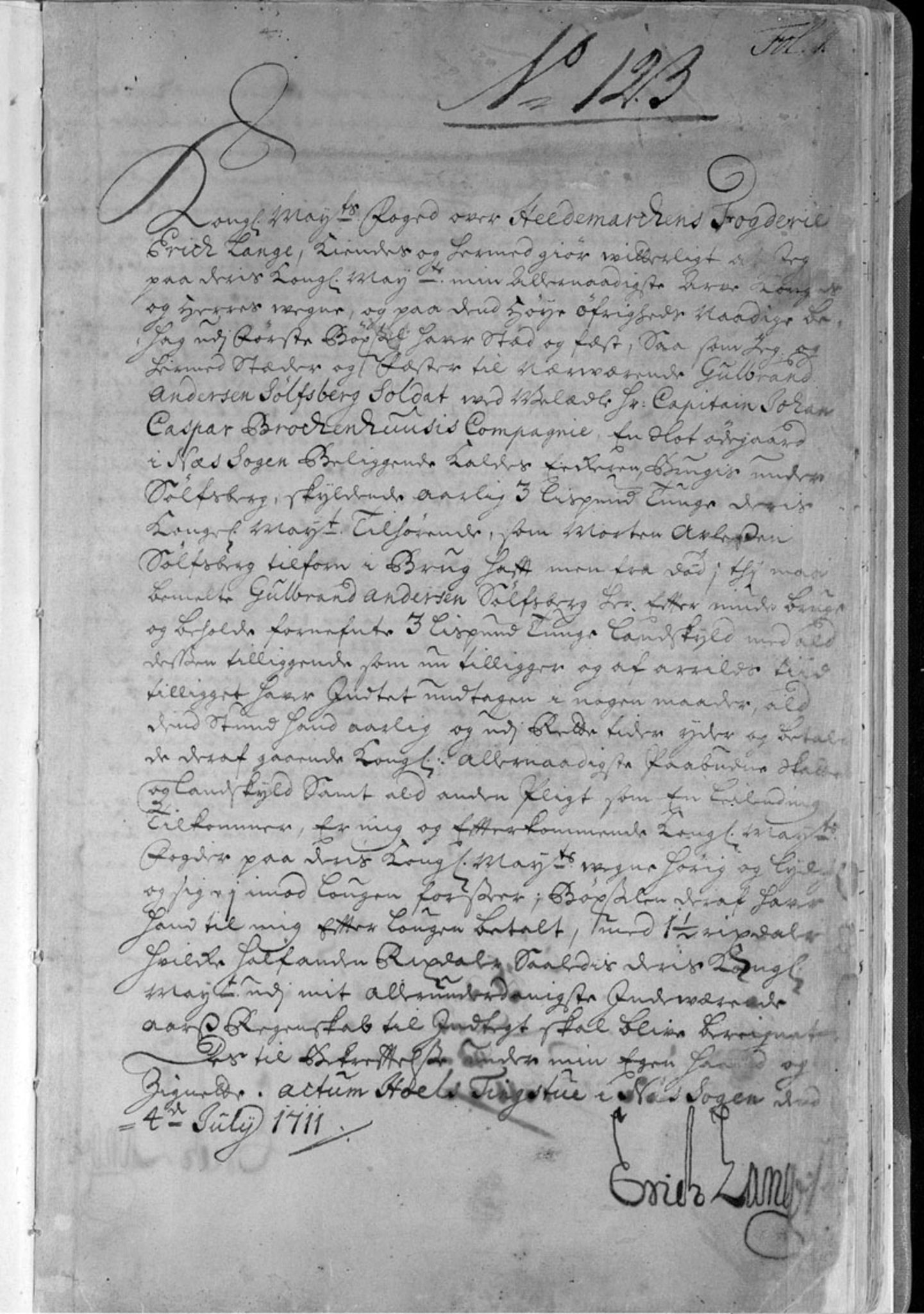 Hedemarken fogderi, SAH/FOGDH-001/F/Fb/Fba/L0001: Bygselprotokoll, 1711-1797, p. 1a