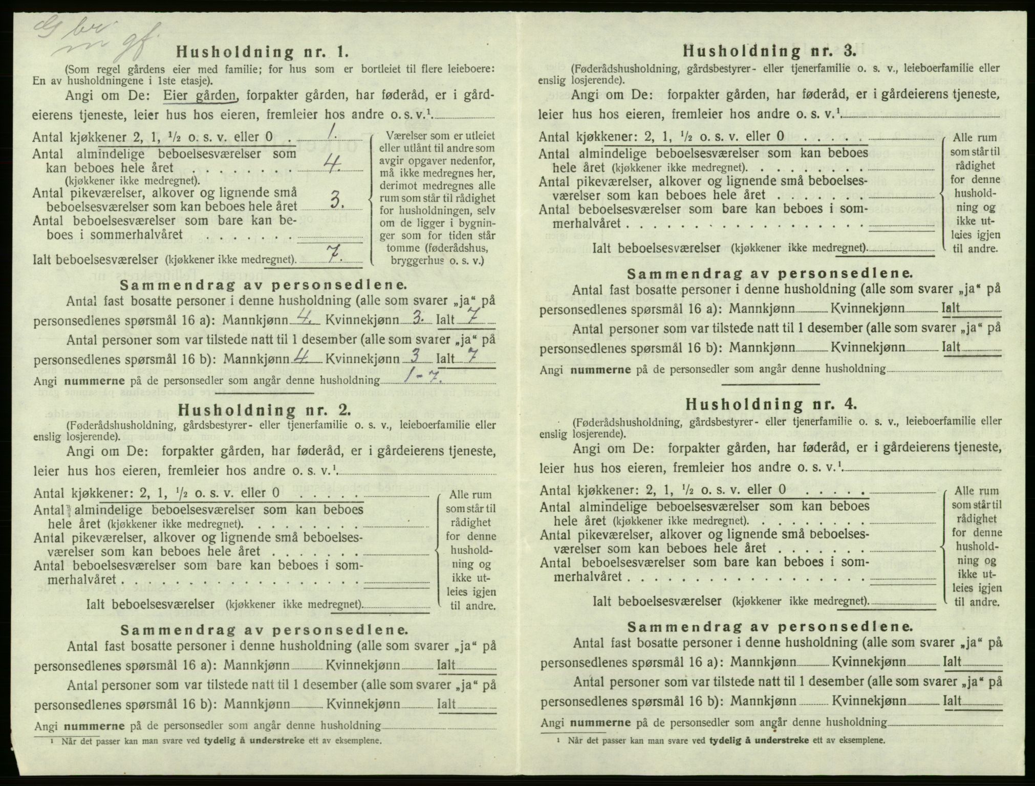 SAB, 1920 census for Kvam, 1920, p. 1401