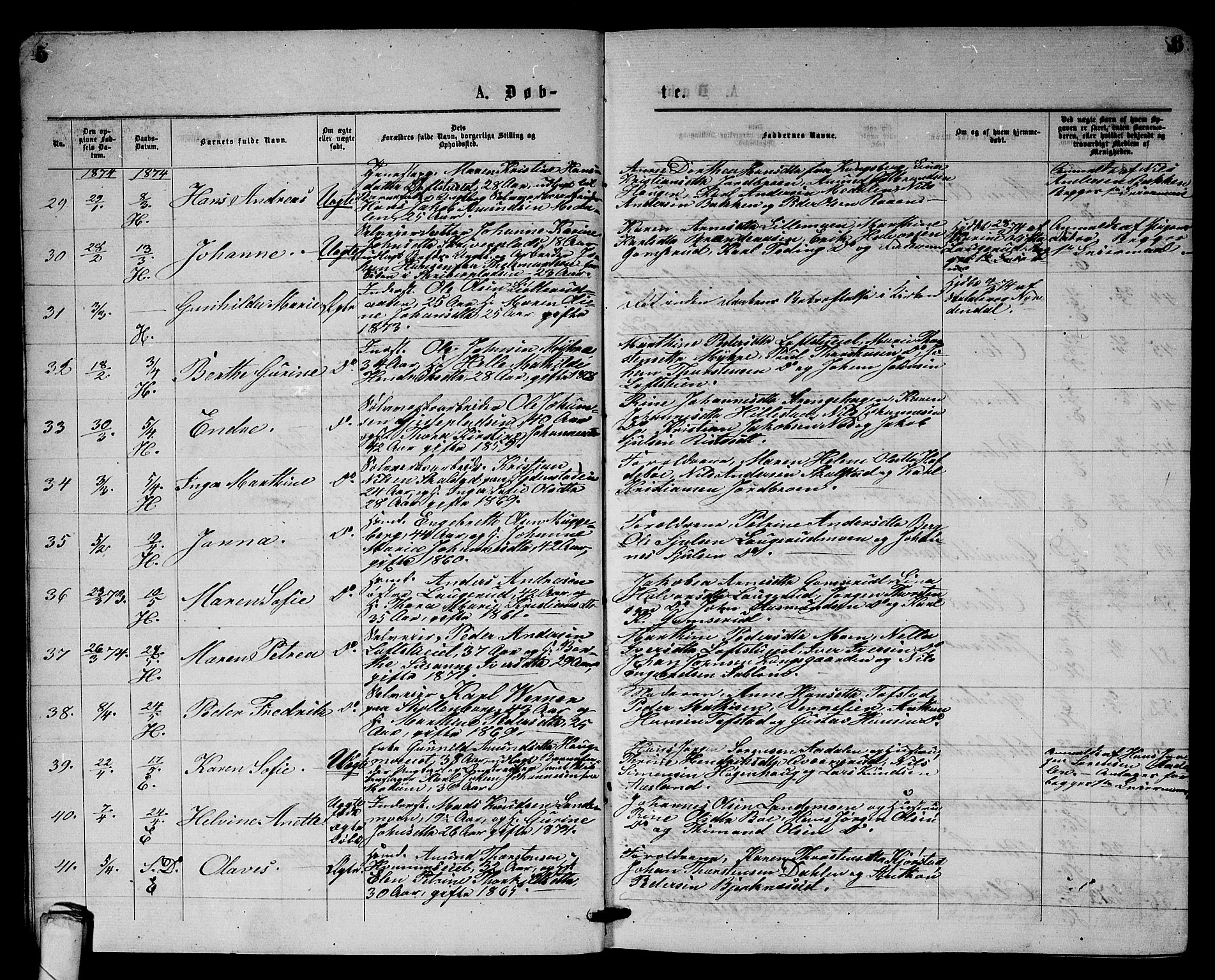 Sandsvær kirkebøker, AV/SAKO-A-244/G/Gb/L0001: Parish register (copy) no. II 1, 1874-1885, p. 5-6