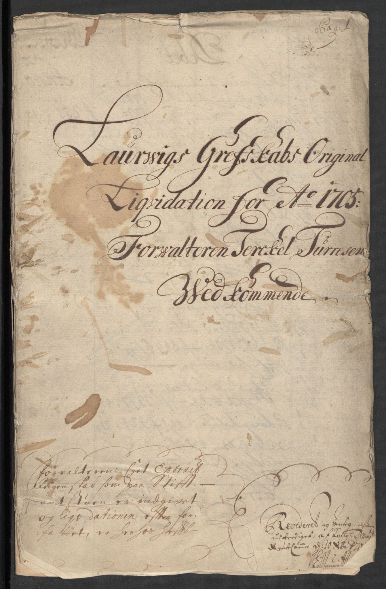 Rentekammeret inntil 1814, Reviderte regnskaper, Fogderegnskap, RA/EA-4092/R33/L1978: Fogderegnskap Larvik grevskap, 1704-1705, p. 244
