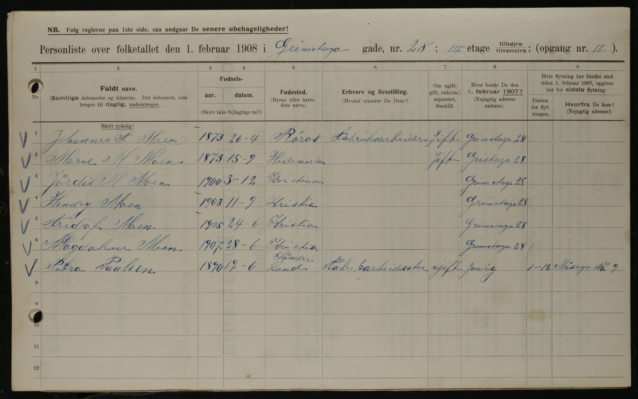 OBA, Municipal Census 1908 for Kristiania, 1908, p. 27175