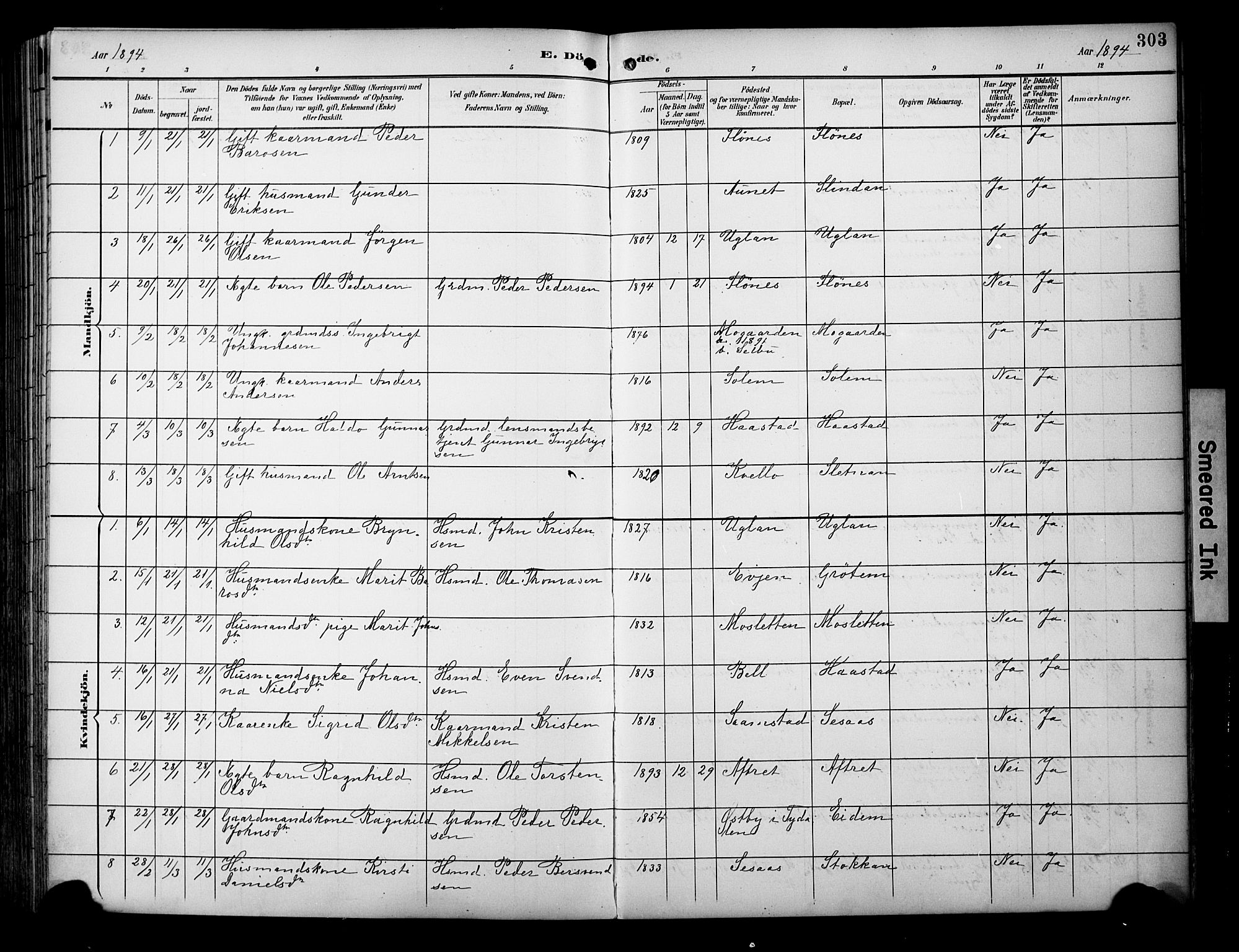 Ministerialprotokoller, klokkerbøker og fødselsregistre - Sør-Trøndelag, AV/SAT-A-1456/695/L1149: Parish register (official) no. 695A09, 1891-1902, p. 303