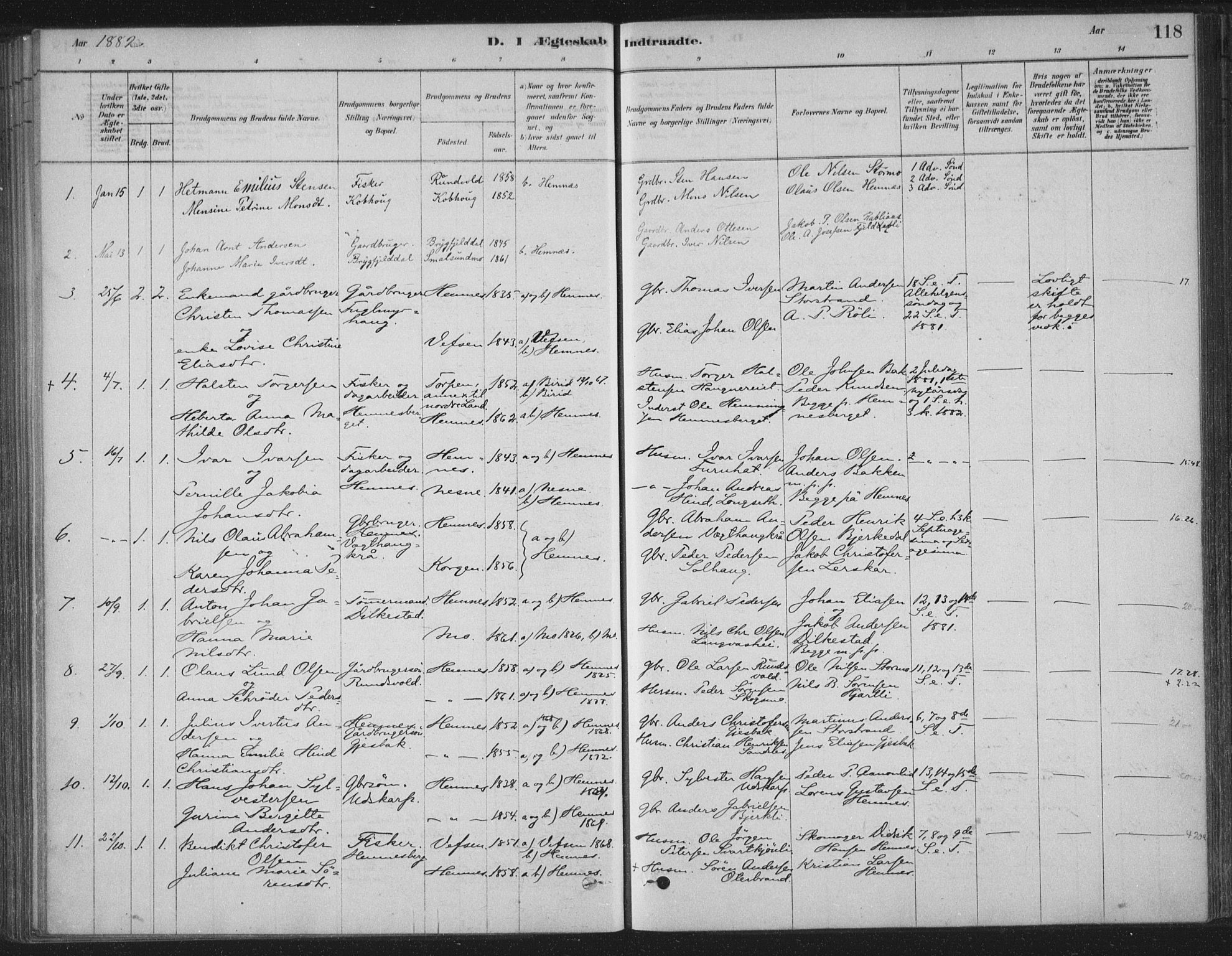 Ministerialprotokoller, klokkerbøker og fødselsregistre - Nordland, AV/SAT-A-1459/825/L0361: Parish register (official) no. 825A15, 1878-1893, p. 118