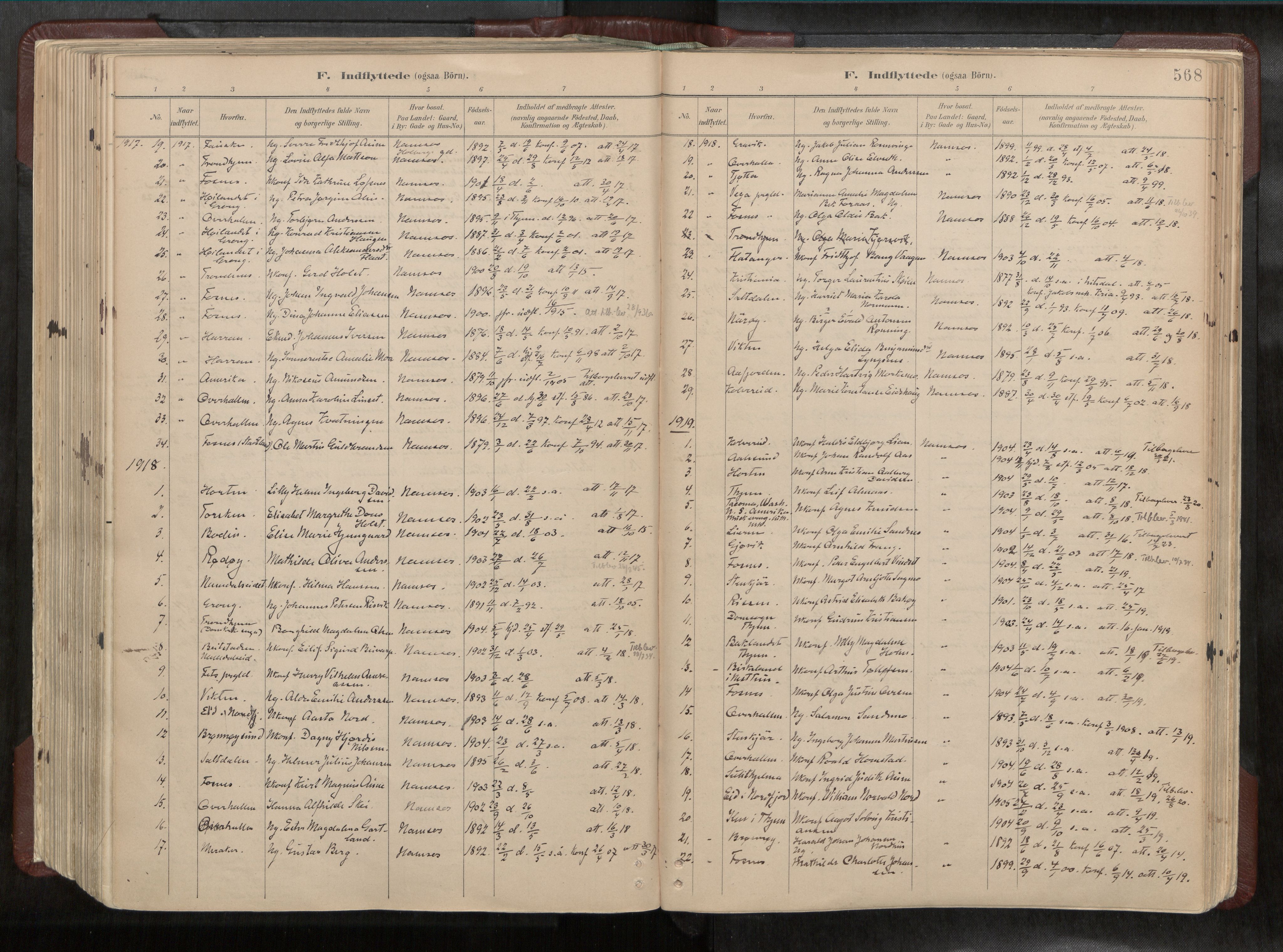 Ministerialprotokoller, klokkerbøker og fødselsregistre - Nord-Trøndelag, SAT/A-1458/768/L0579a: Parish register (official) no. 768A14, 1887-1931, p. 568