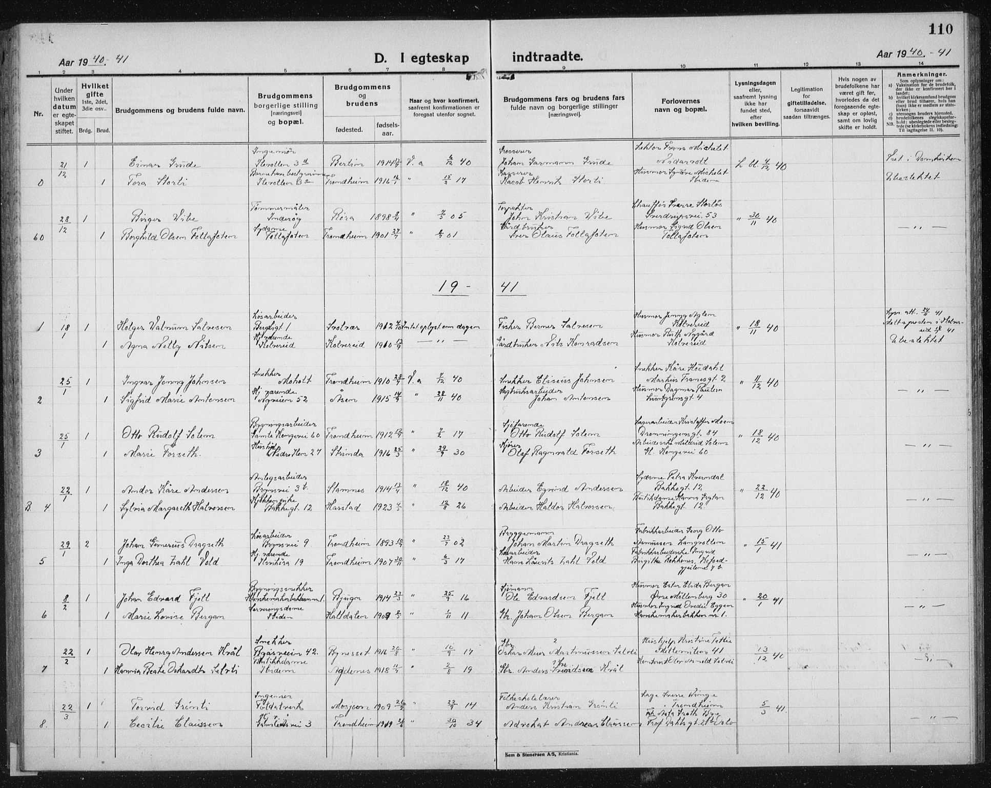 Ministerialprotokoller, klokkerbøker og fødselsregistre - Sør-Trøndelag, AV/SAT-A-1456/603/L0176: Parish register (copy) no. 603C04, 1923-1941, p. 110