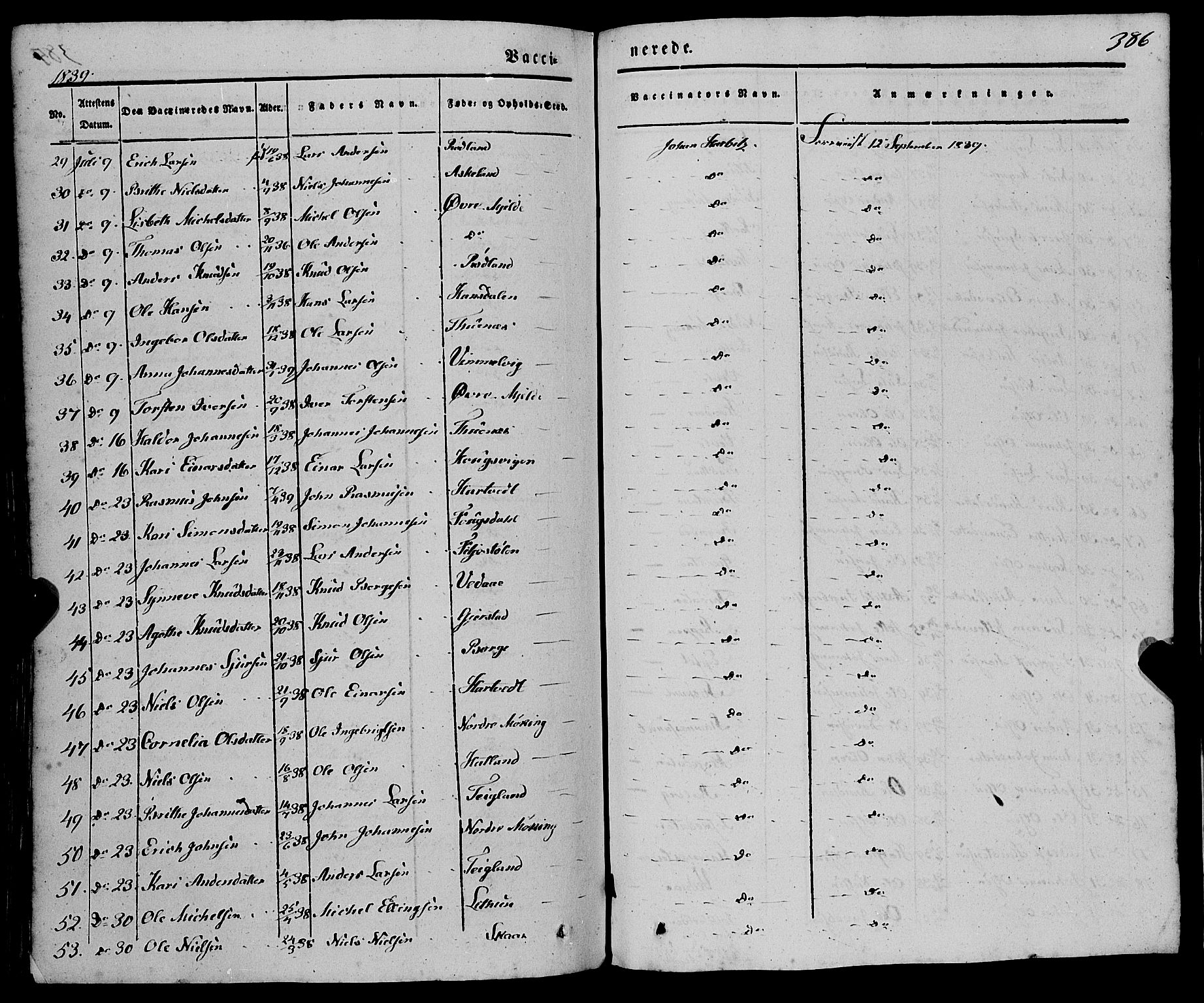 Haus sokneprestembete, AV/SAB-A-75601/H/Haa: Parish register (official) no. A 15, 1838-1847, p. 386