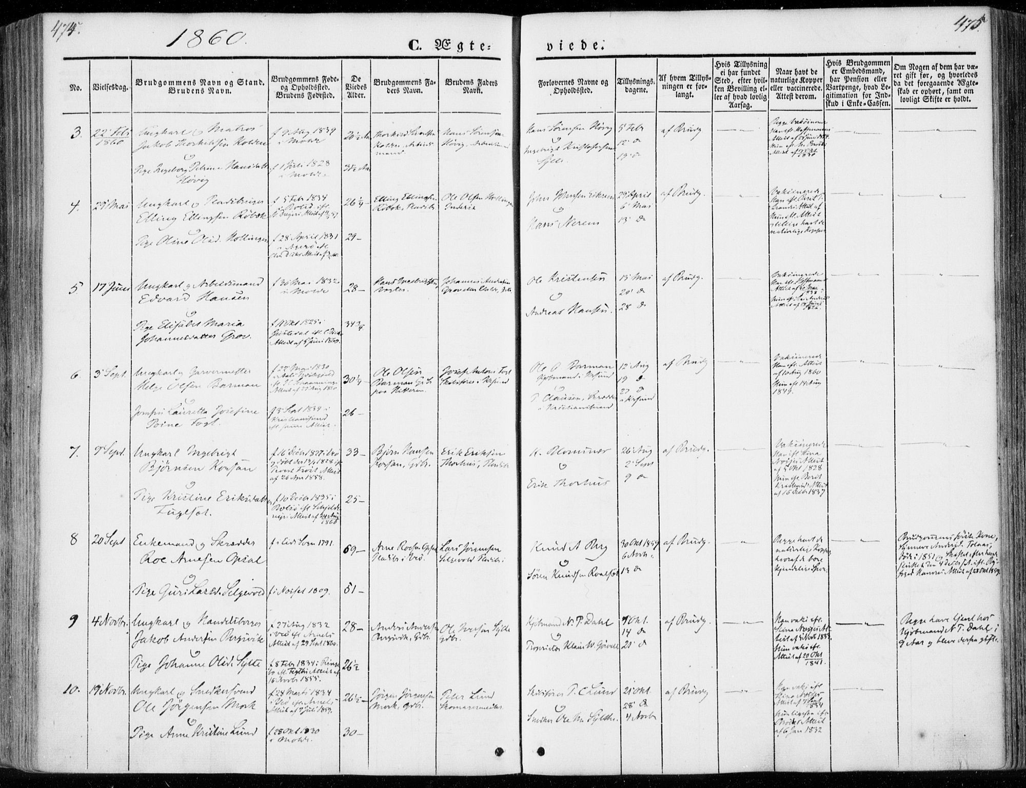 Ministerialprotokoller, klokkerbøker og fødselsregistre - Møre og Romsdal, SAT/A-1454/558/L0689: Parish register (official) no. 558A03, 1843-1872, p. 474-475
