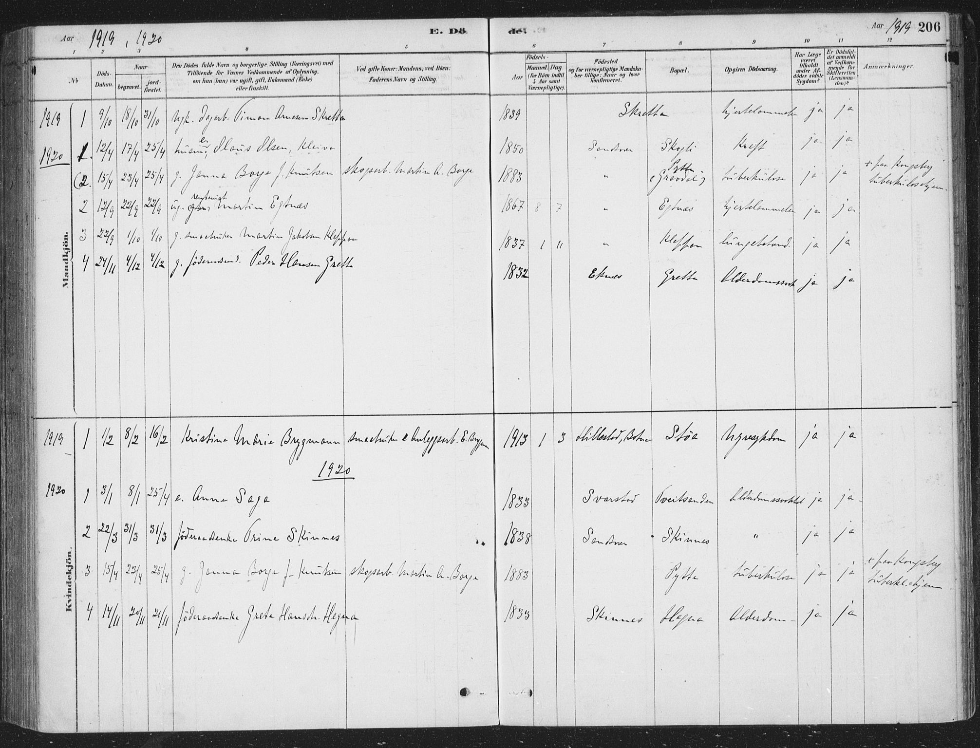 Sandsvær kirkebøker, AV/SAKO-A-244/F/Fe/L0001: Parish register (official) no. V 1, 1878-1936, p. 206