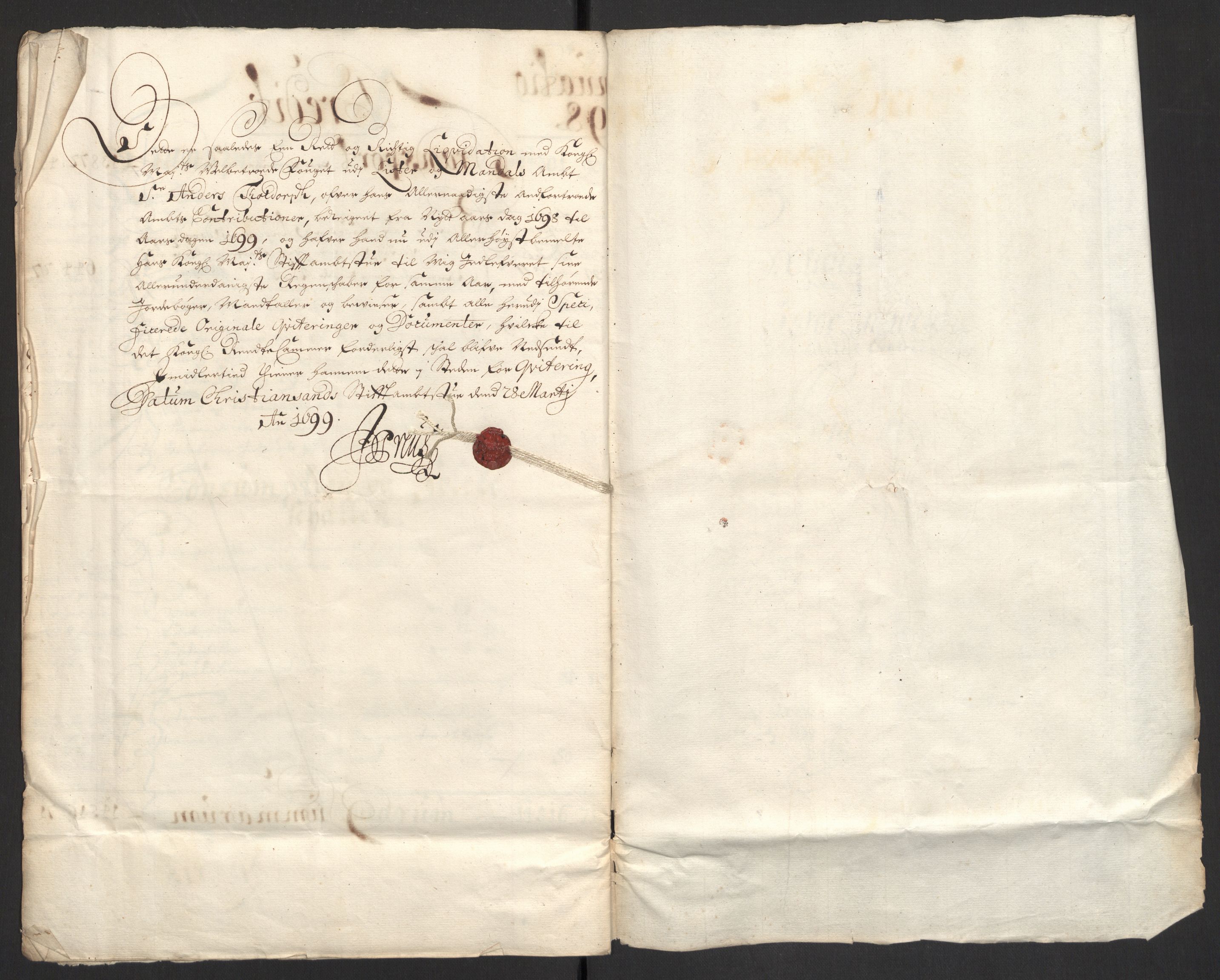 Rentekammeret inntil 1814, Reviderte regnskaper, Fogderegnskap, AV/RA-EA-4092/R43/L2547: Fogderegnskap Lista og Mandal, 1698-1699, p. 10