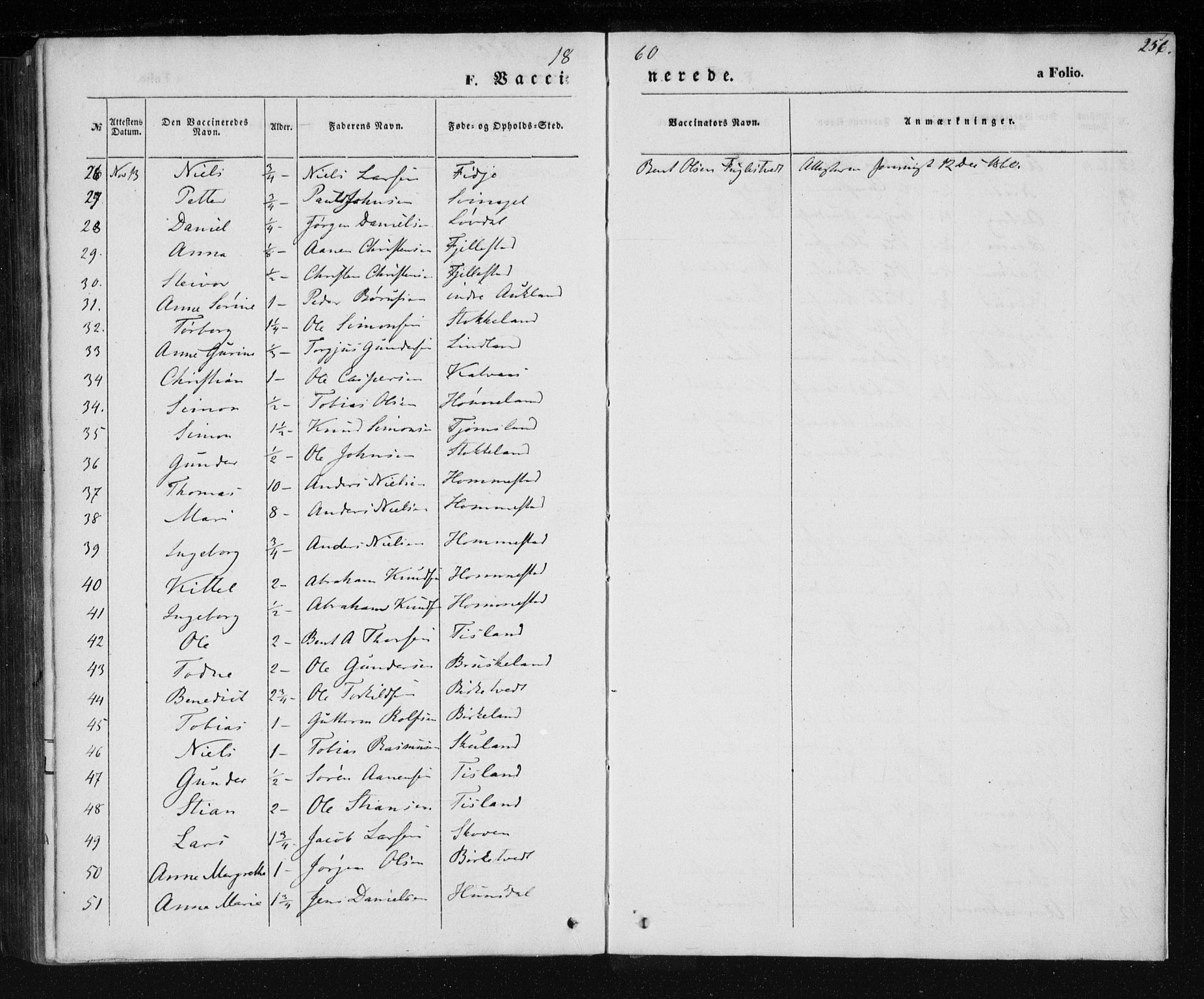 Holum sokneprestkontor, AV/SAK-1111-0022/F/Fa/Fab/L0005: Parish register (official) no. A 5, 1847-1874, p. 256