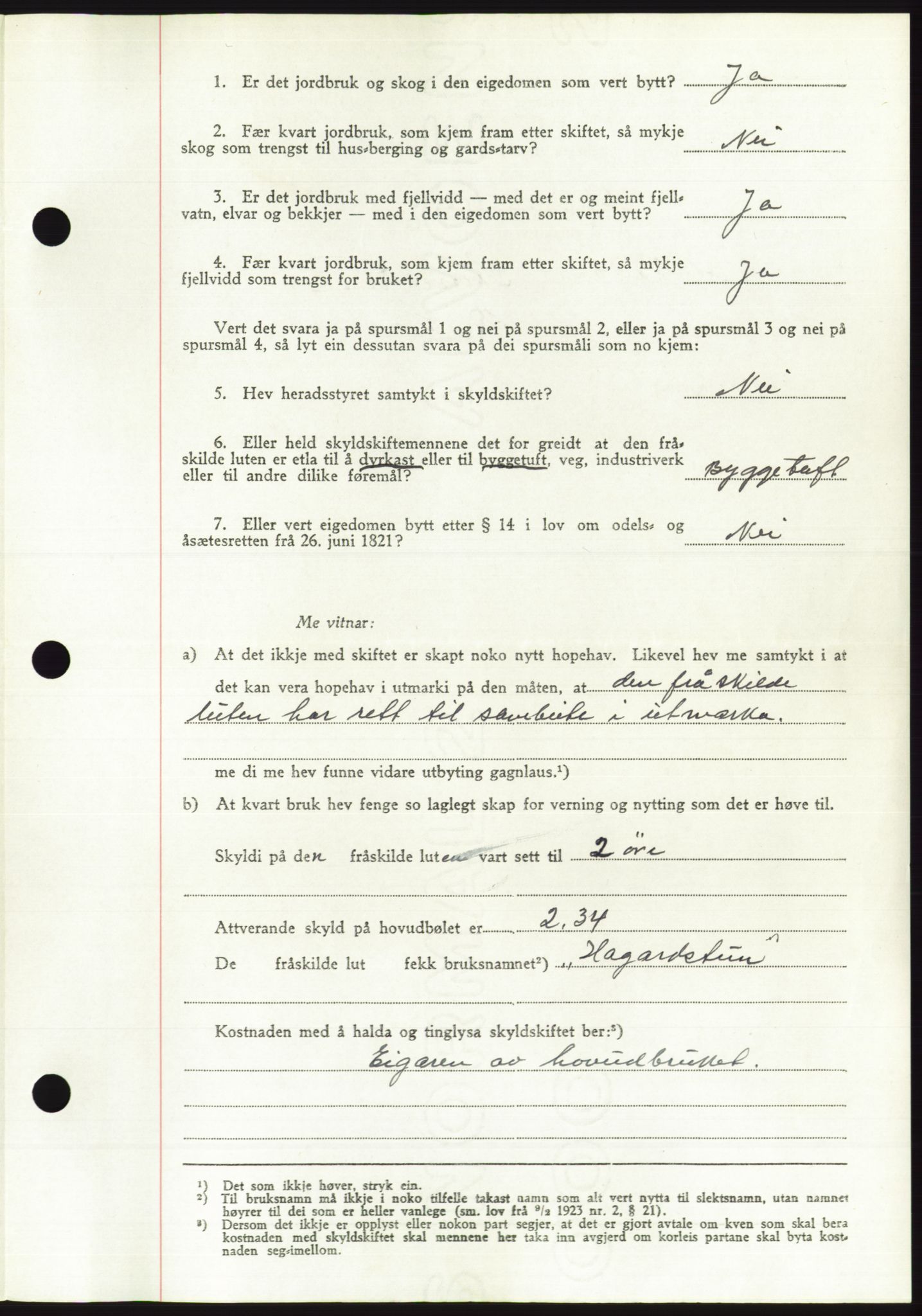 Søre Sunnmøre sorenskriveri, AV/SAT-A-4122/1/2/2C/L0085: Mortgage book no. 11A, 1949-1949, Diary no: : 1380/1949