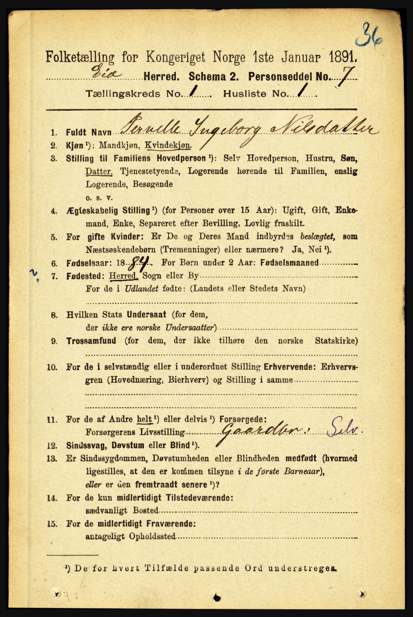 RA, 1891 census for 1443 Eid, 1891, p. 84