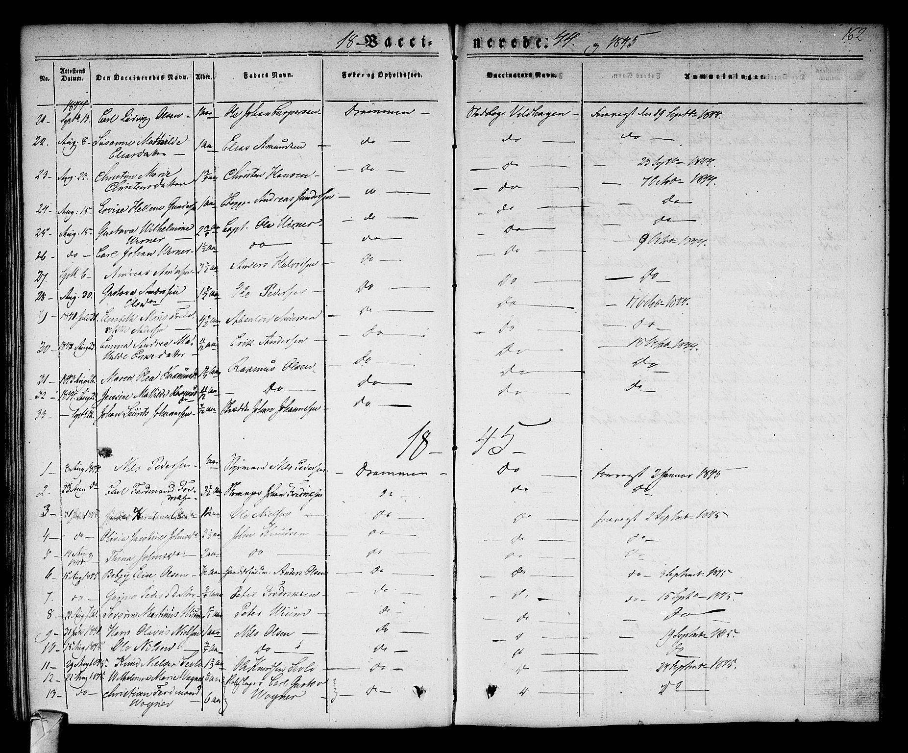 Strømsø kirkebøker, AV/SAKO-A-246/F/Fa/L0013: Parish register (official) no. I 13, 1830-1847, p. 162