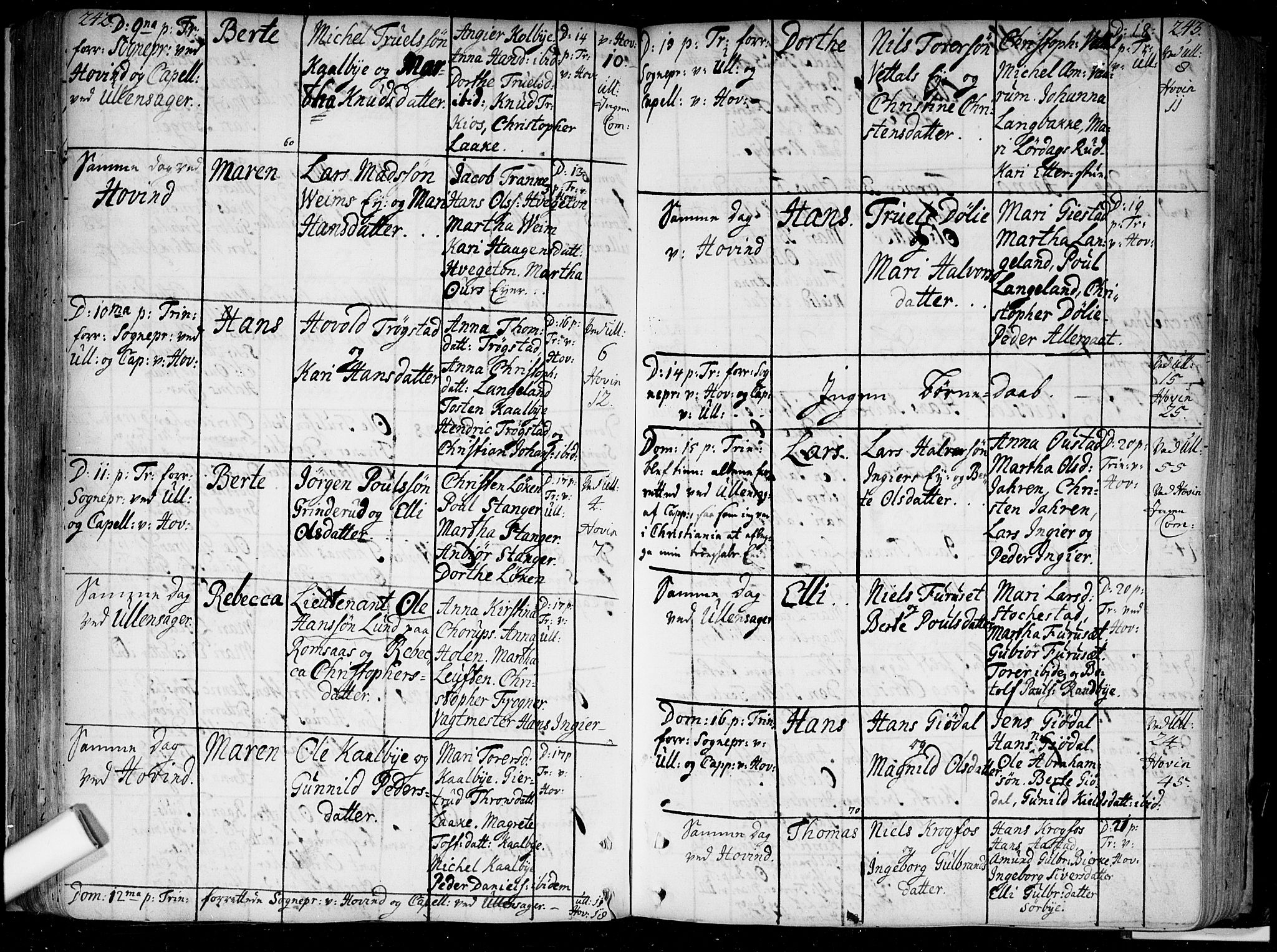 Ullensaker prestekontor Kirkebøker, AV/SAO-A-10236a/F/Fa/L0005: Parish register (official) no. I 5, 1733-1762, p. 242-243