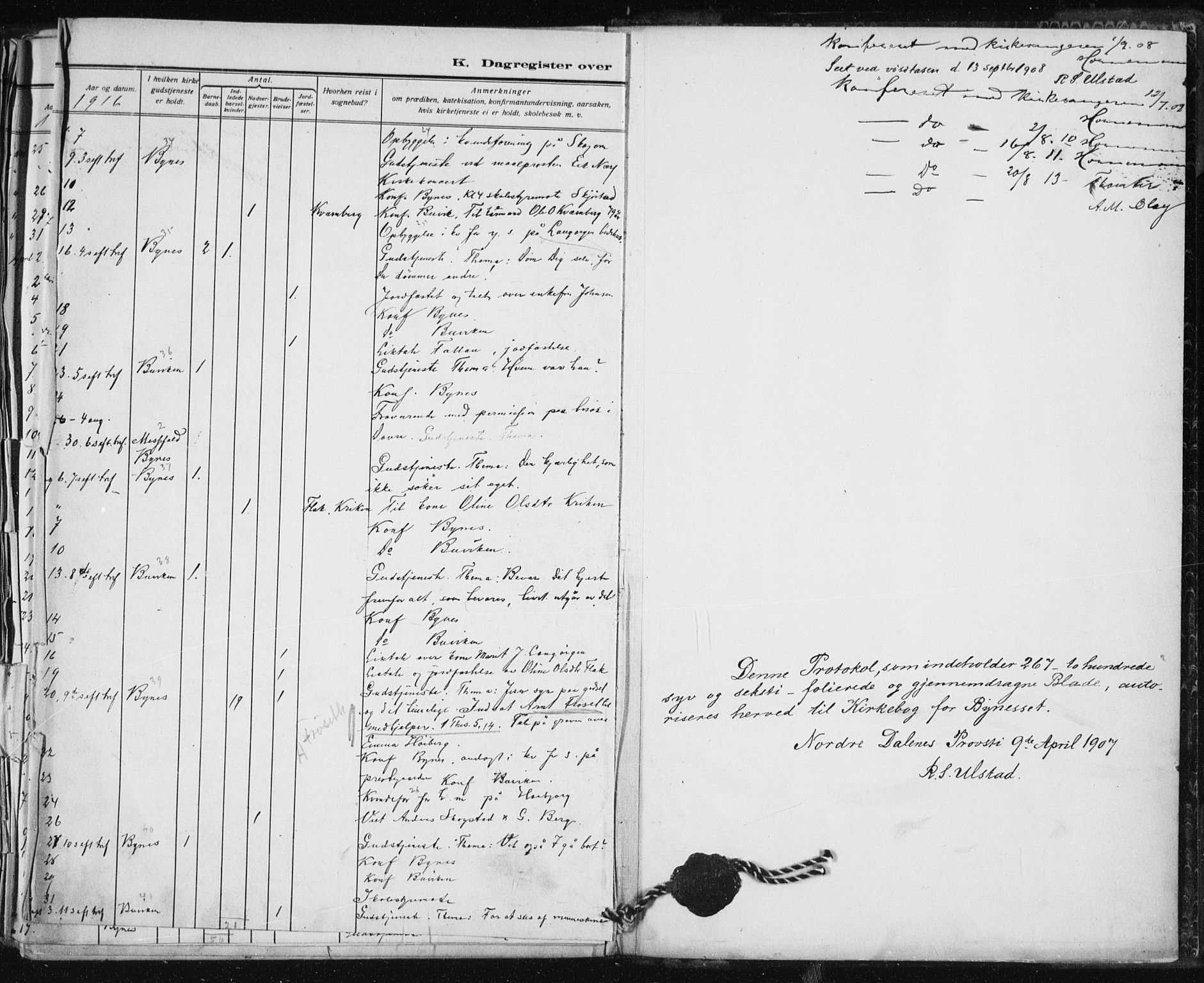 Ministerialprotokoller, klokkerbøker og fødselsregistre - Sør-Trøndelag, AV/SAT-A-1456/612/L0381: Parish register (official) no. 612A13, 1907-1923