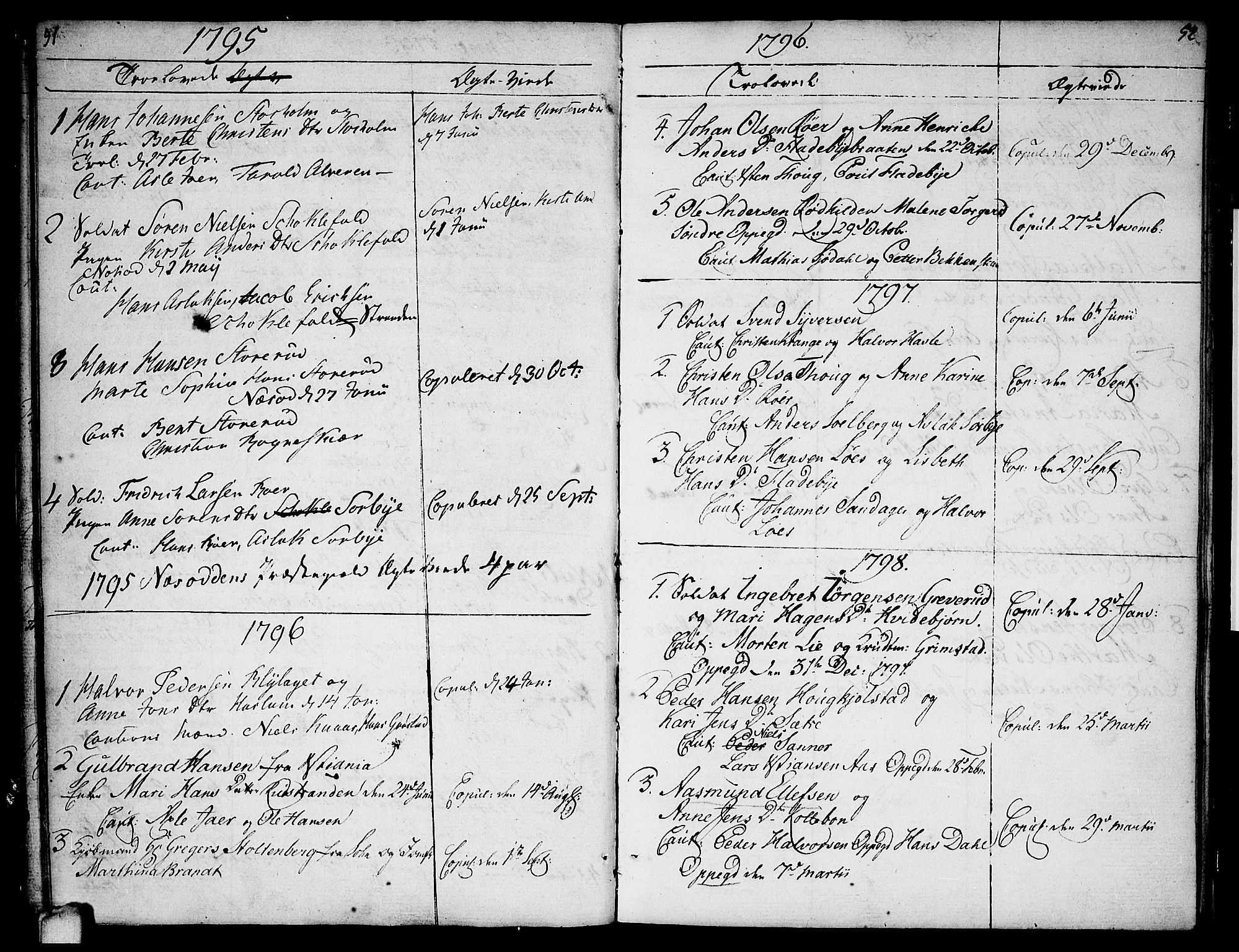 Nesodden prestekontor Kirkebøker, SAO/A-10013/F/Fa/L0005: Parish register (official) no. I 5, 1793-1814, p. 51-52