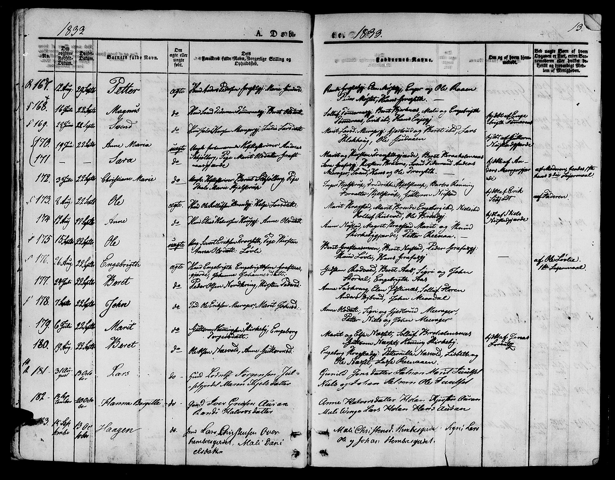 Ministerialprotokoller, klokkerbøker og fødselsregistre - Nord-Trøndelag, AV/SAT-A-1458/709/L0071: Parish register (official) no. 709A11, 1833-1844, p. 13