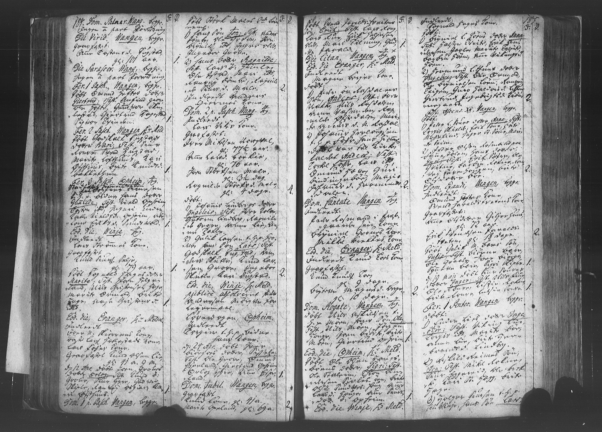 Voss sokneprestembete, SAB/A-79001/H/Haa: Parish register (official) no. A 8, 1752-1780, p. 184-185