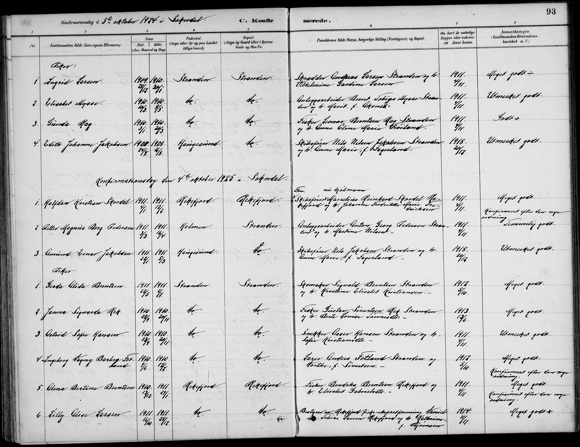 Sokndal sokneprestkontor, AV/SAST-A-101808: Parish register (official) no. A 12, 1887-1927, p. 93