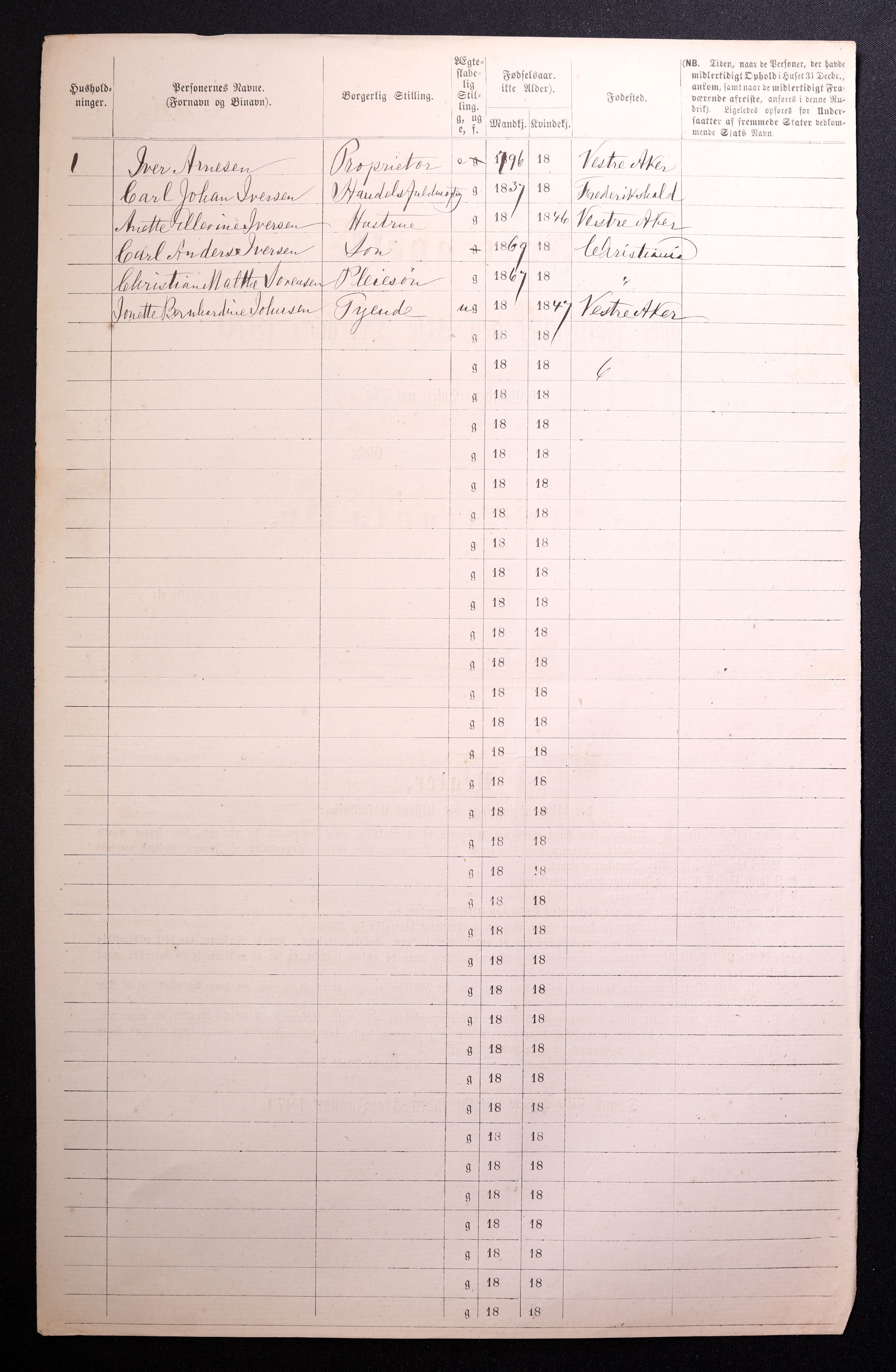 RA, 1870 census for 0301 Kristiania, 1870, p. 1404