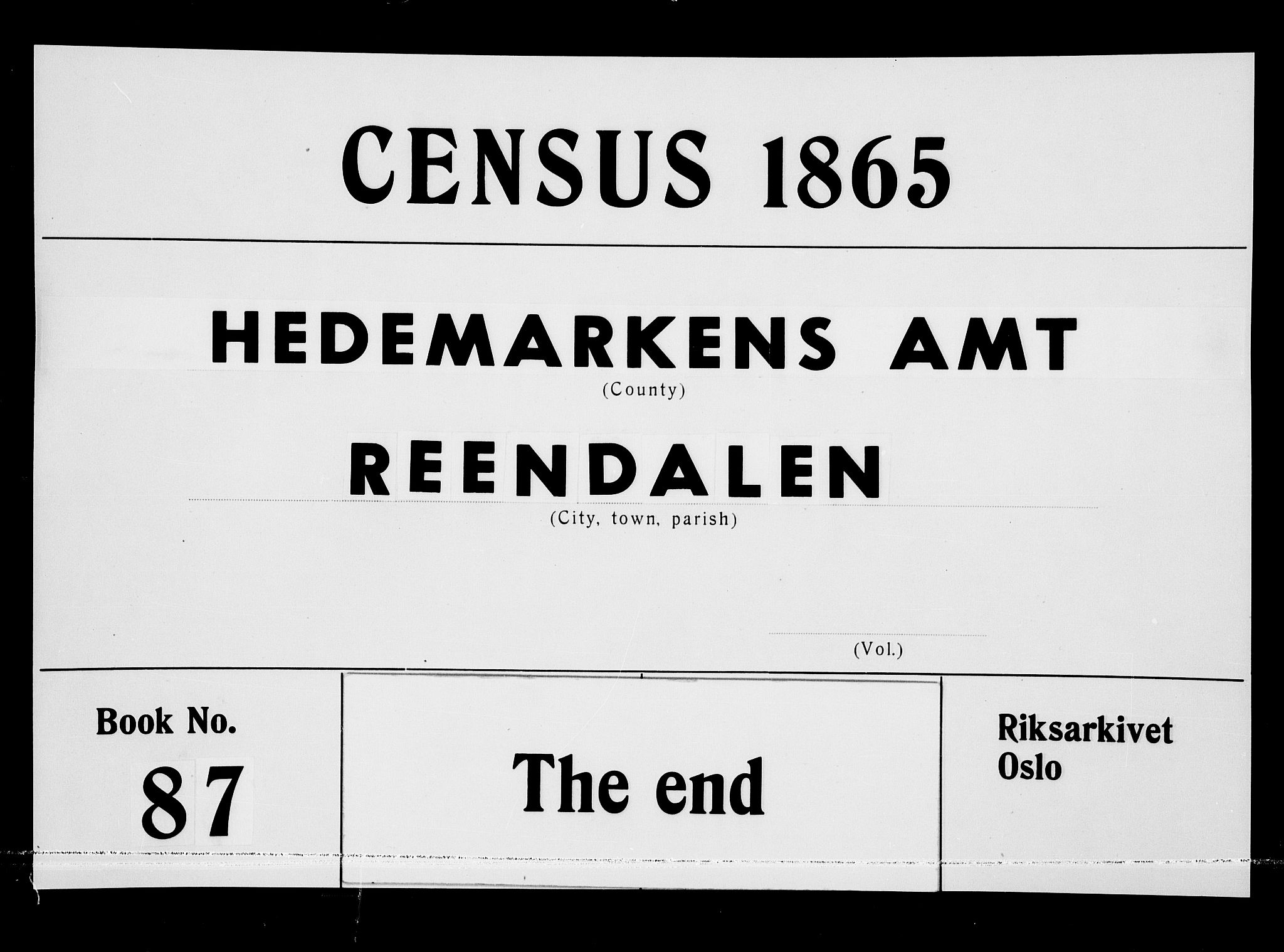 RA, 1865 census for Rendalen, 1865, p. 169