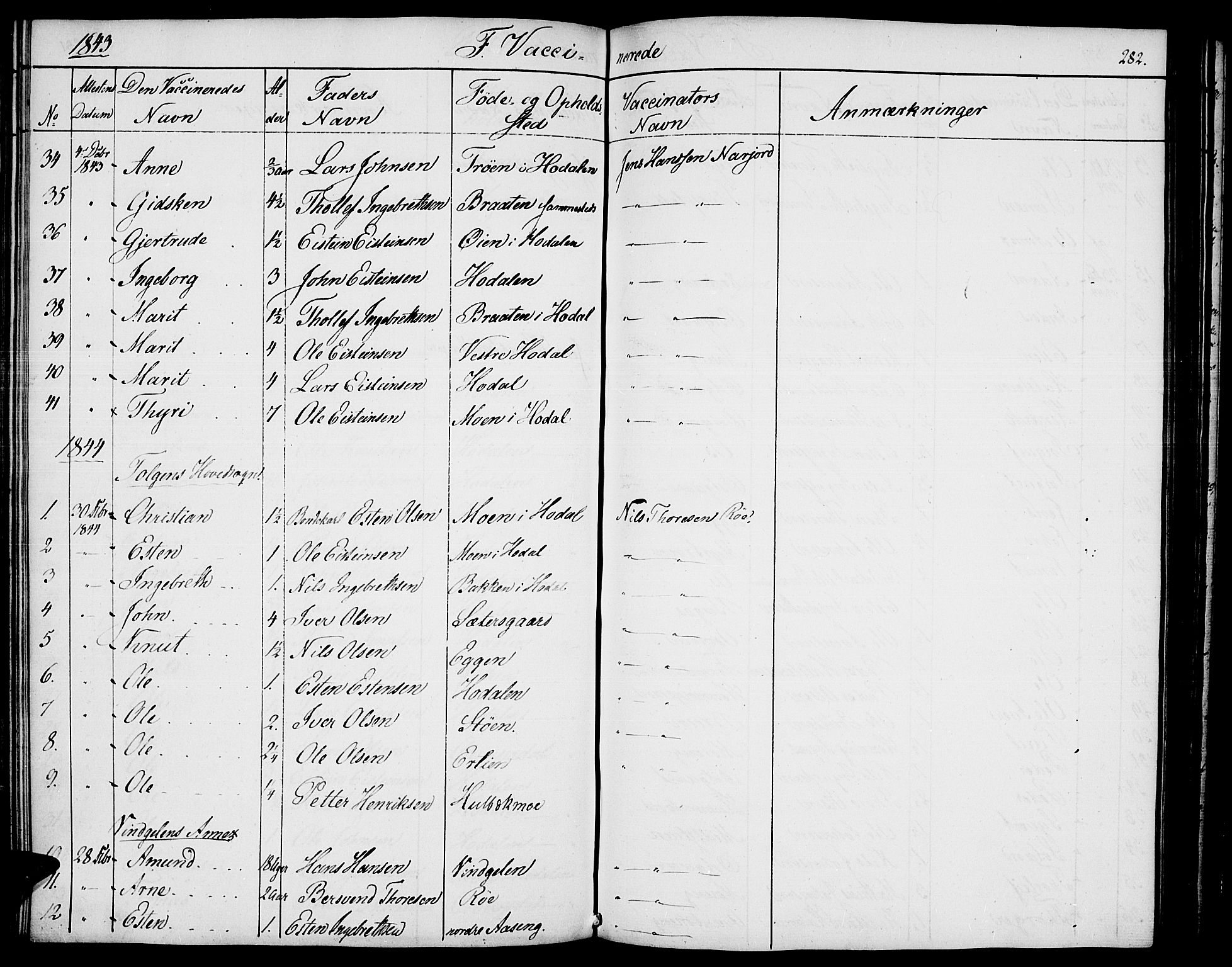 Tolga prestekontor, SAH/PREST-062/K/L0005: Parish register (official) no. 5, 1836-1852, p. 282