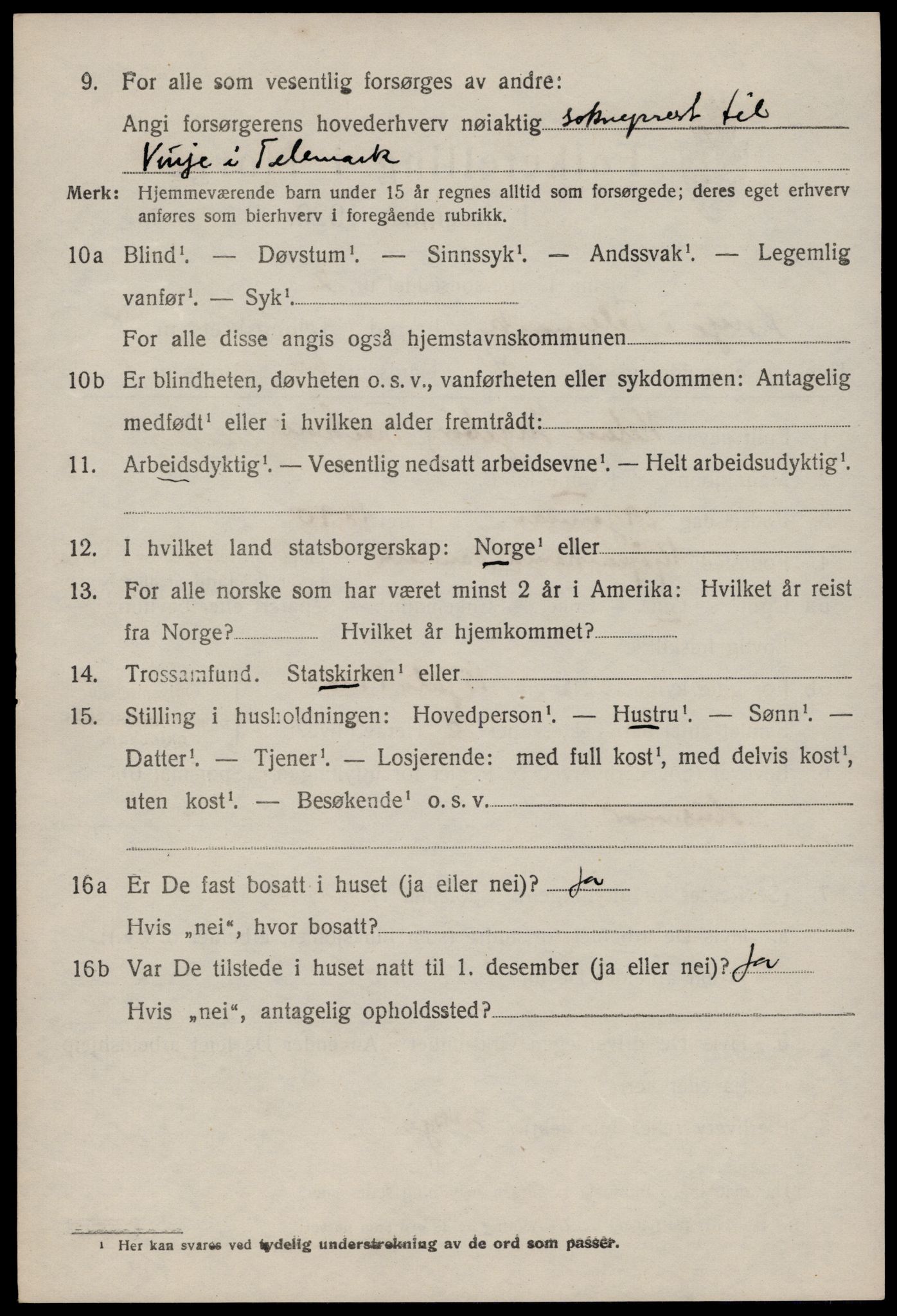 SAKO, 1920 census for Vinje, 1920, p. 2644