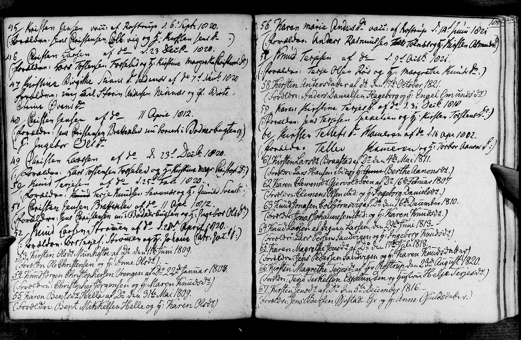 Øyestad sokneprestkontor, AV/SAK-1111-0049/F/Fa/L0011: Parish register (official) no. A 11, 1805-1824, p. 185