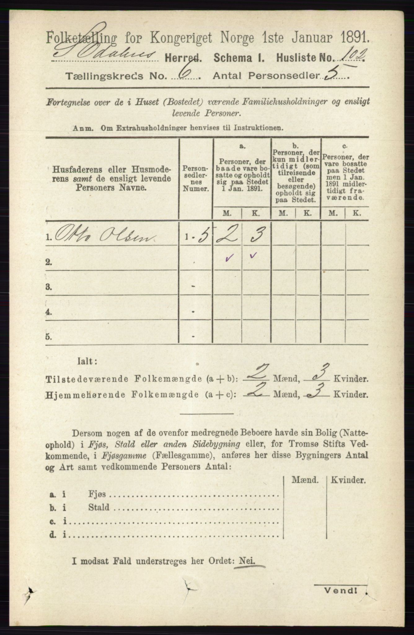 RA, 1891 census for 0419 Sør-Odal, 1891, p. 2790