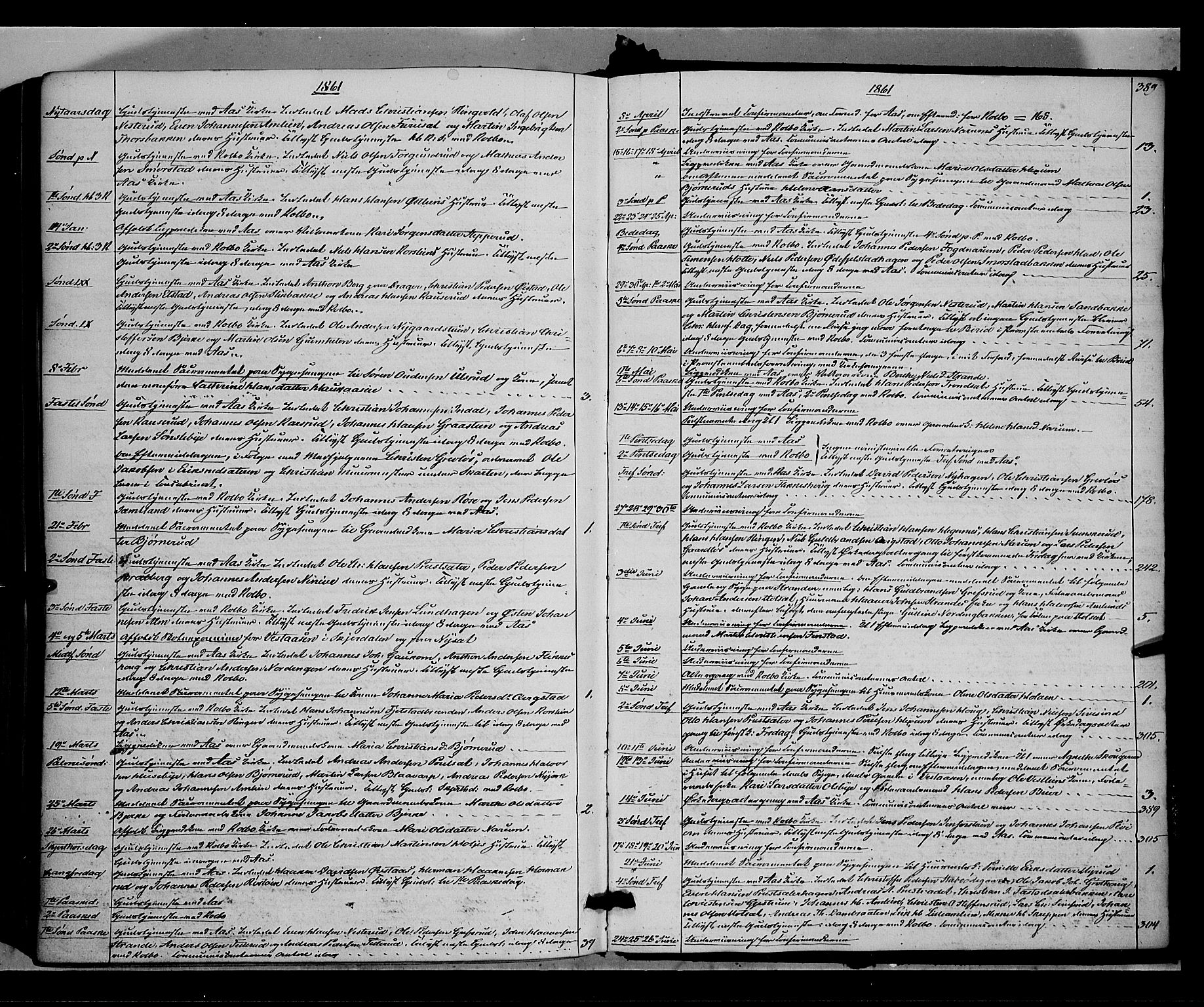 Vestre Toten prestekontor, AV/SAH-PREST-108/H/Ha/Haa/L0006: Parish register (official) no. 6, 1856-1861, p. 389