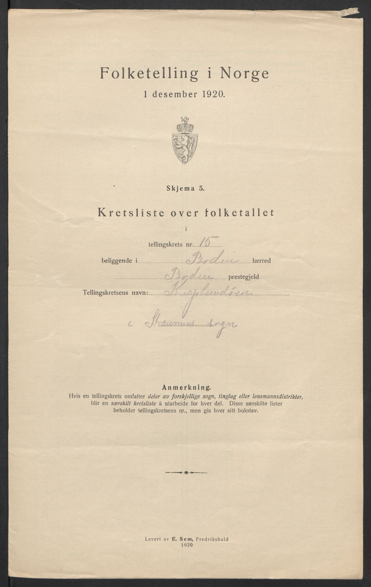 SAT, 1920 census for Bodin, 1920, p. 56