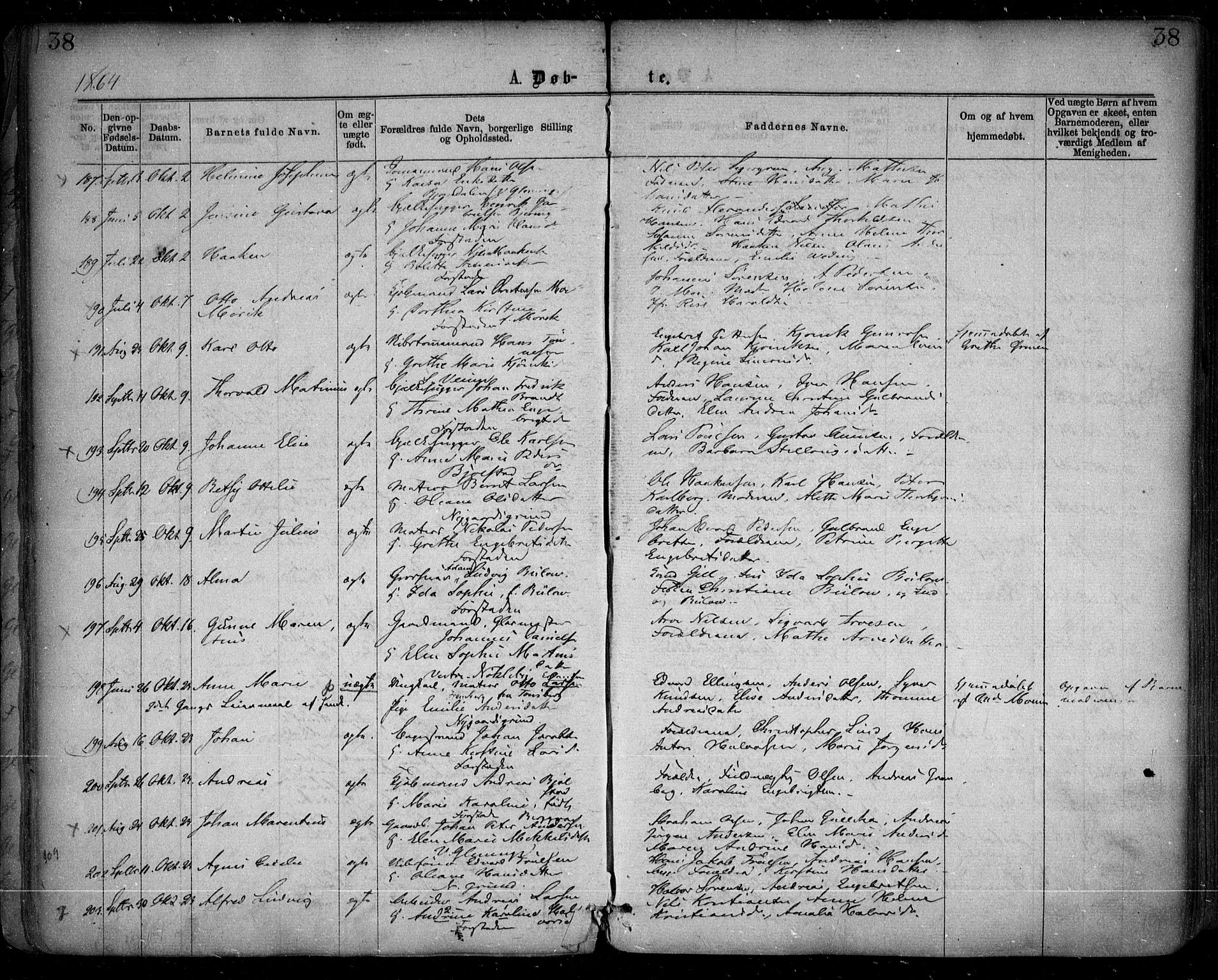 Glemmen prestekontor Kirkebøker, AV/SAO-A-10908/F/Fa/L0008: Parish register (official) no. 8, 1862-1871, p. 38