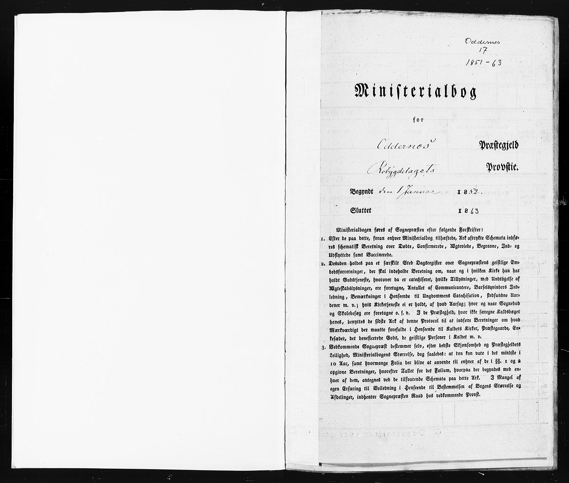 Oddernes sokneprestkontor, SAK/1111-0033/F/Fa/Faa/L0007: Parish register (official) no. A 7, 1851-1863