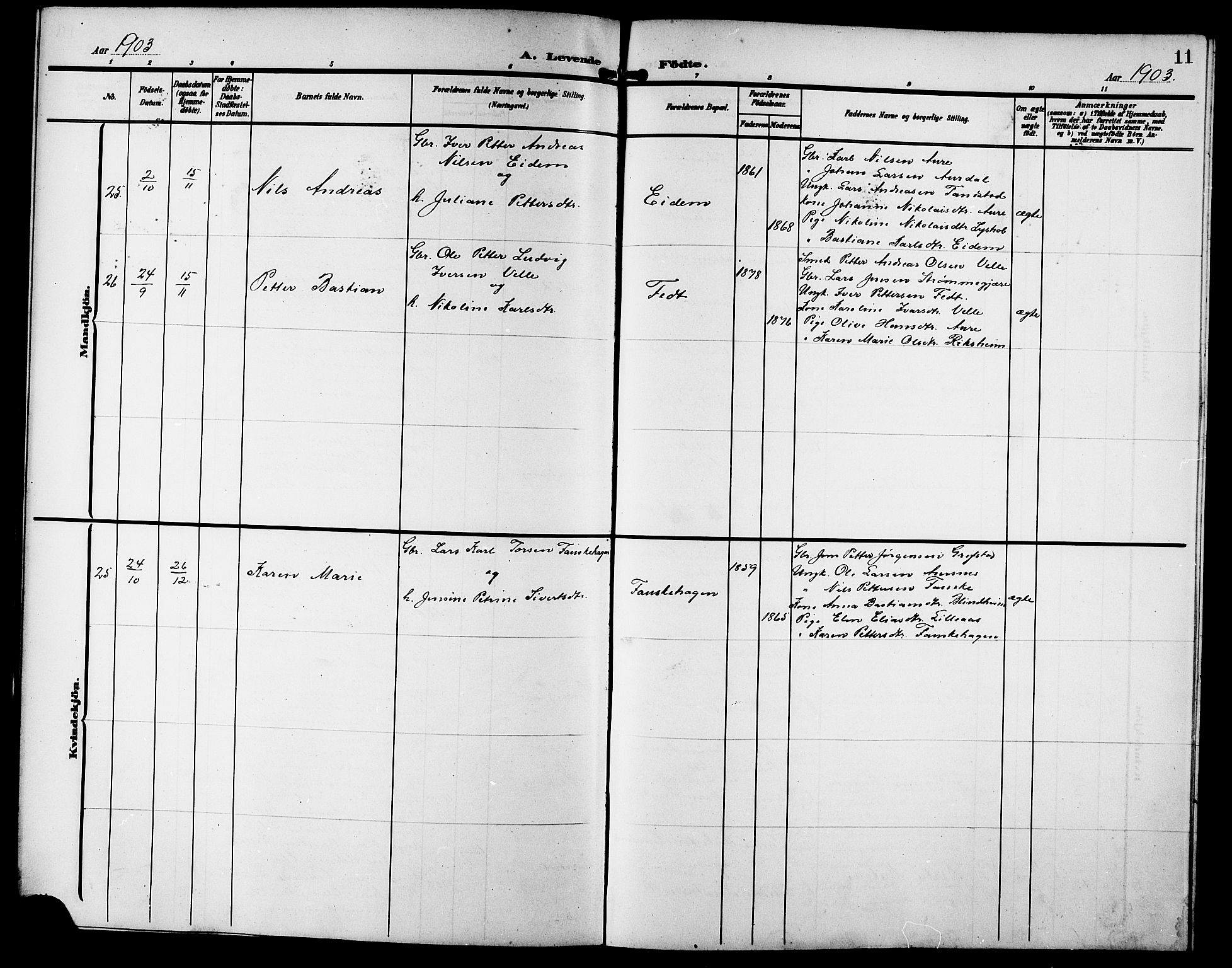 Ministerialprotokoller, klokkerbøker og fødselsregistre - Møre og Romsdal, SAT/A-1454/523/L0341: Parish register (copy) no. 523C04, 1903-1916, p. 11