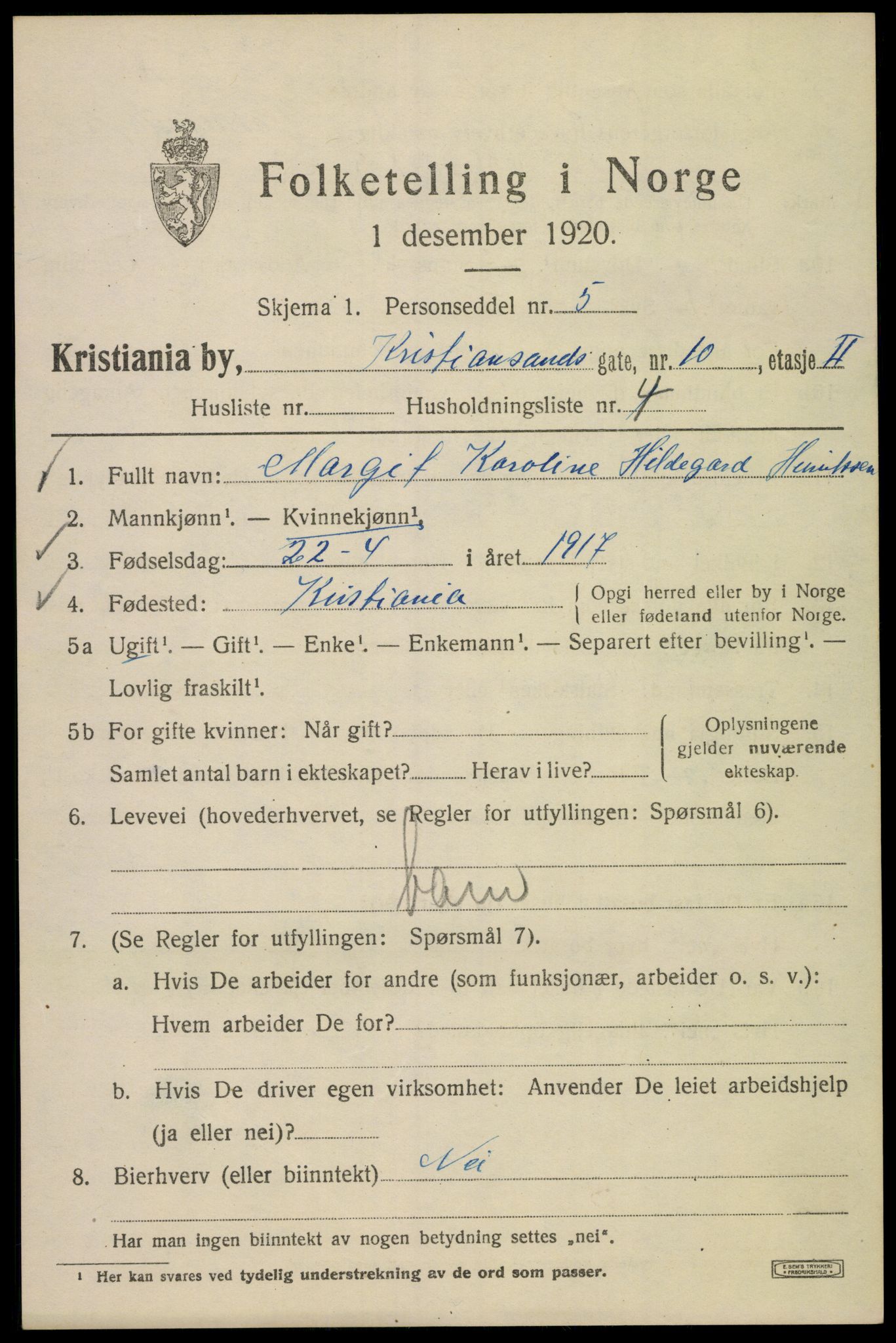 SAO, 1920 census for Kristiania, 1920, p. 352359