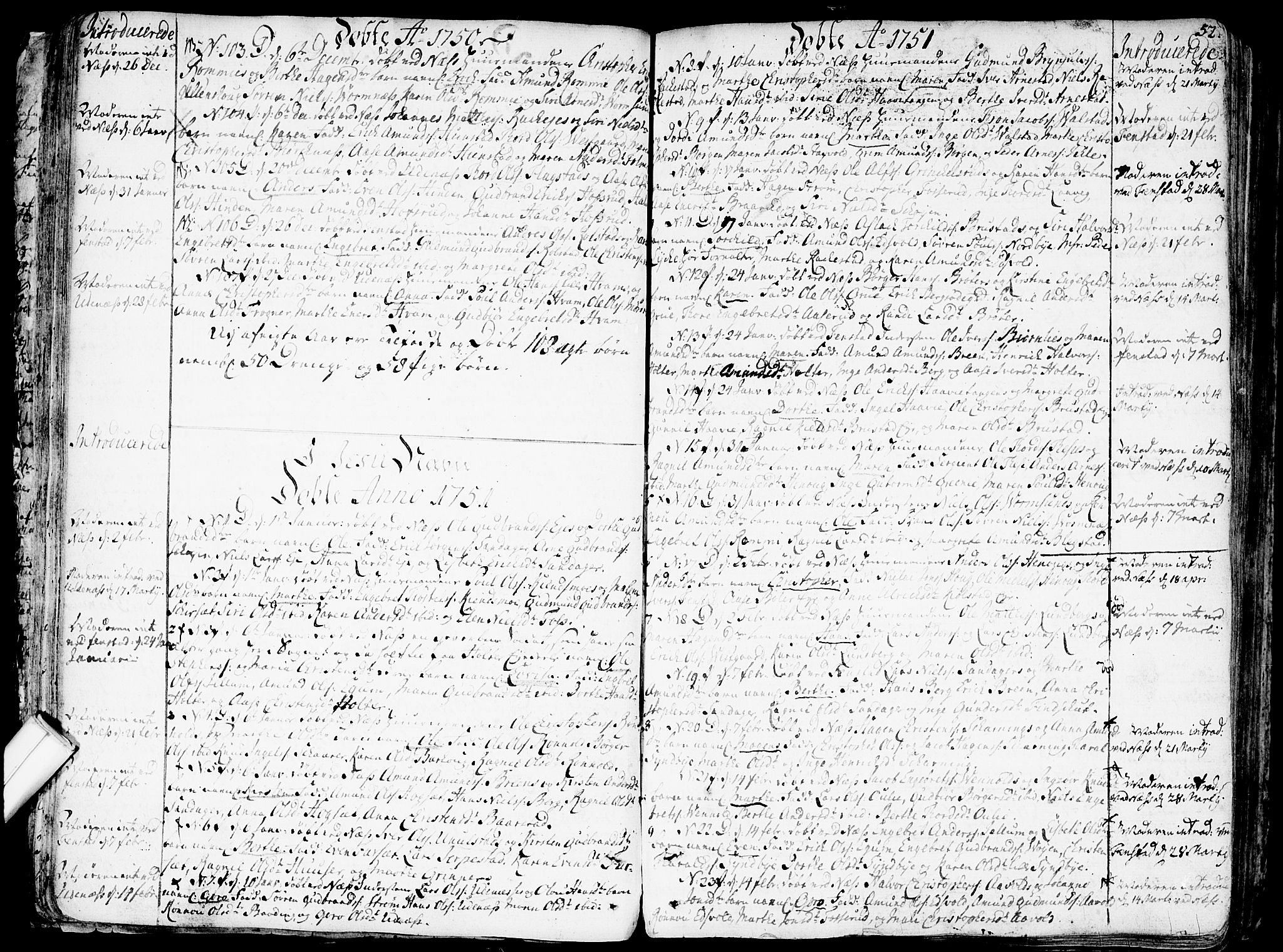 Nes prestekontor Kirkebøker, AV/SAO-A-10410/F/Fa/L0003: Parish register (official) no. I 3, 1734-1781, p. 52