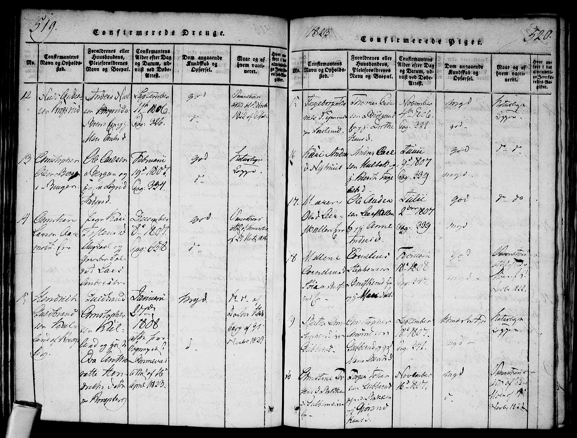 Modum kirkebøker, AV/SAKO-A-234/F/Fa/L0004: Parish register (official) no. 4, 1818-1824, p. 519-520