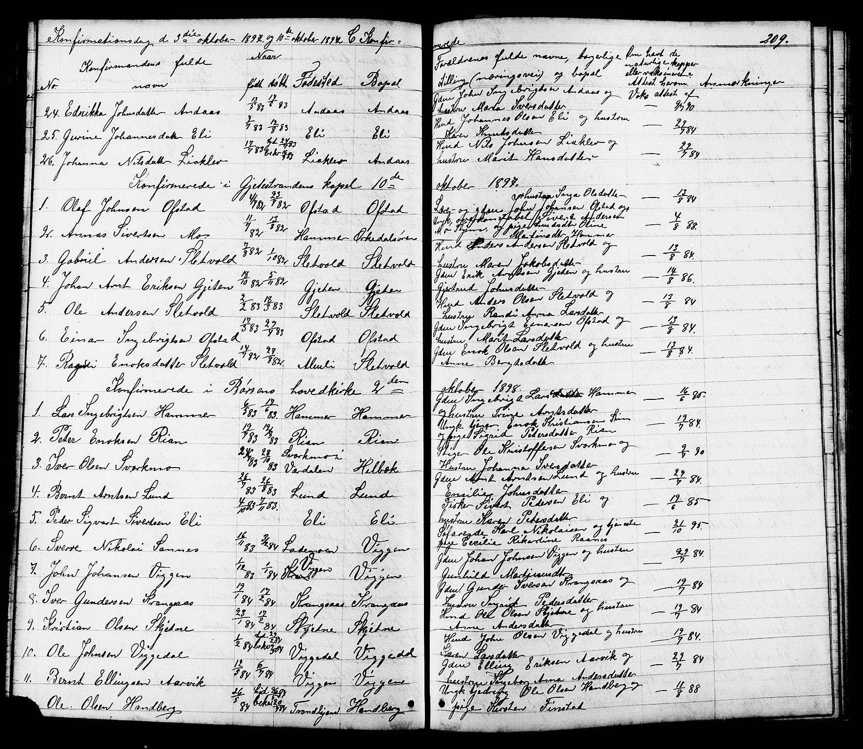 Ministerialprotokoller, klokkerbøker og fødselsregistre - Sør-Trøndelag, SAT/A-1456/665/L0777: Parish register (copy) no. 665C02, 1867-1915, p. 209