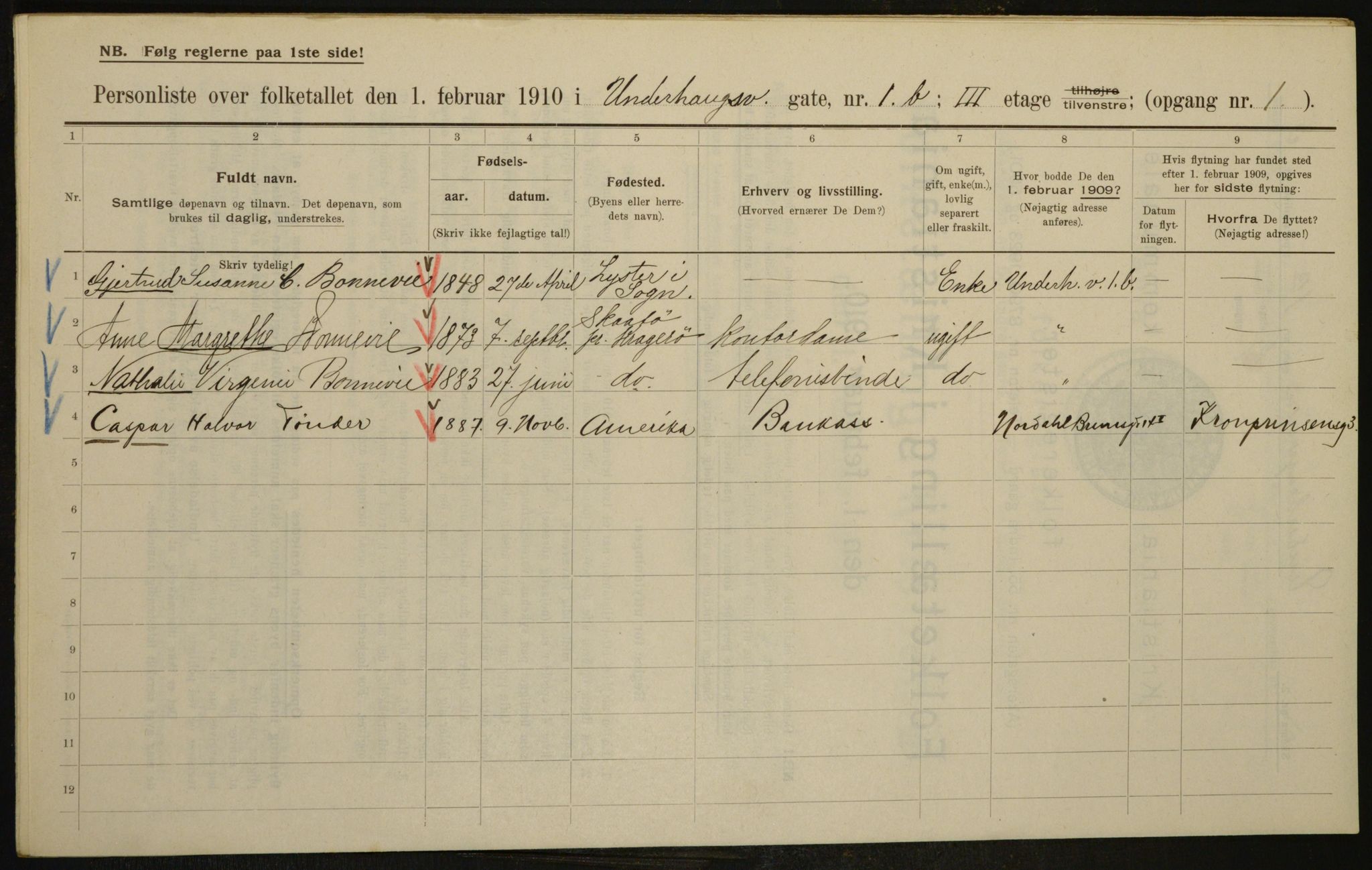 OBA, Municipal Census 1910 for Kristiania, 1910, p. 113512