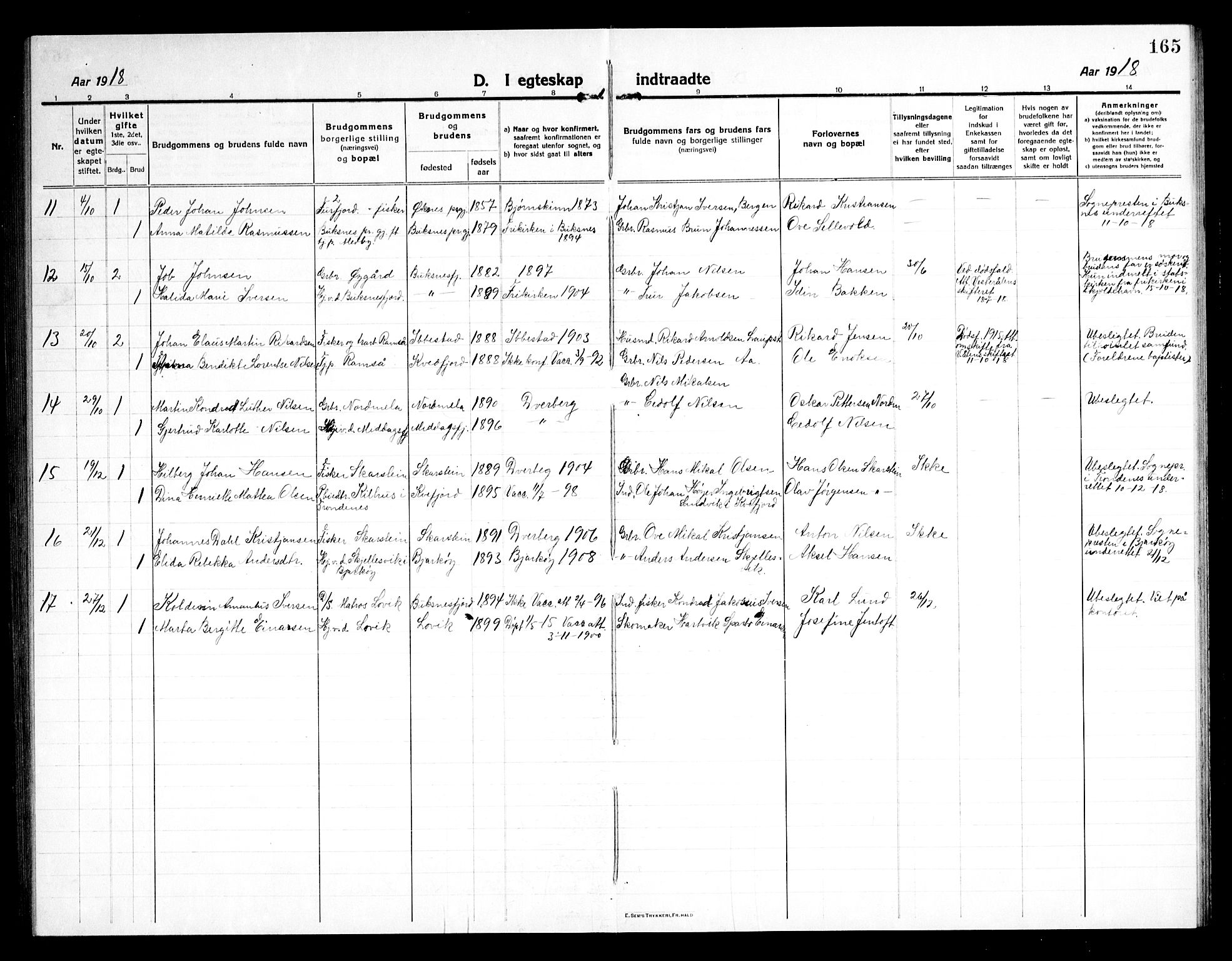 Ministerialprotokoller, klokkerbøker og fødselsregistre - Nordland, AV/SAT-A-1459/897/L1415: Parish register (copy) no. 897C05, 1916-1945, p. 165