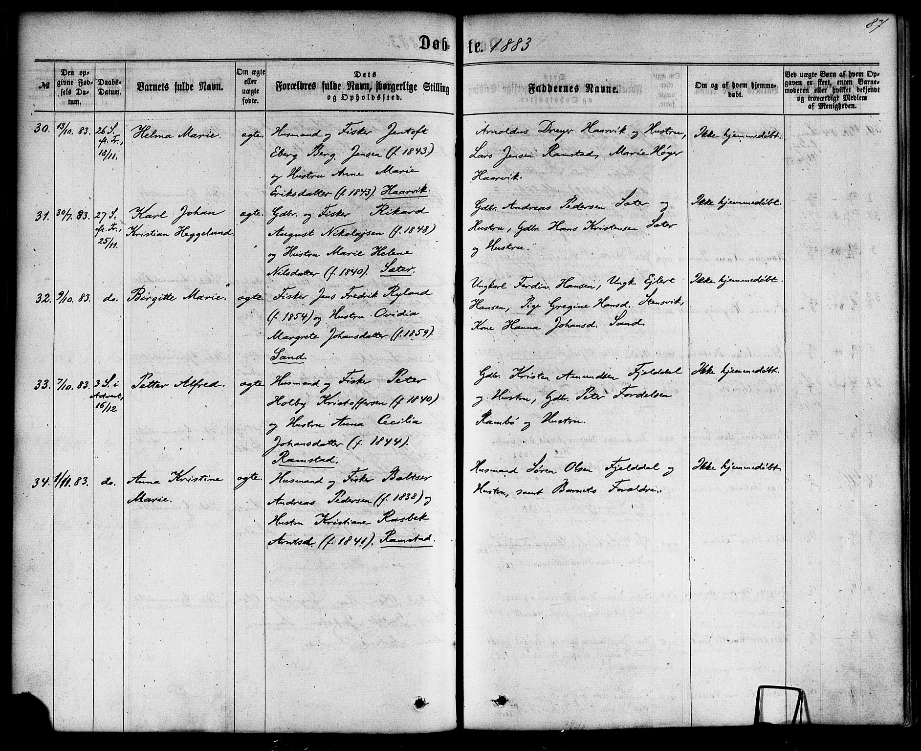 Ministerialprotokoller, klokkerbøker og fødselsregistre - Nordland, AV/SAT-A-1459/865/L0923: Parish register (official) no. 865A01, 1864-1884, p. 87