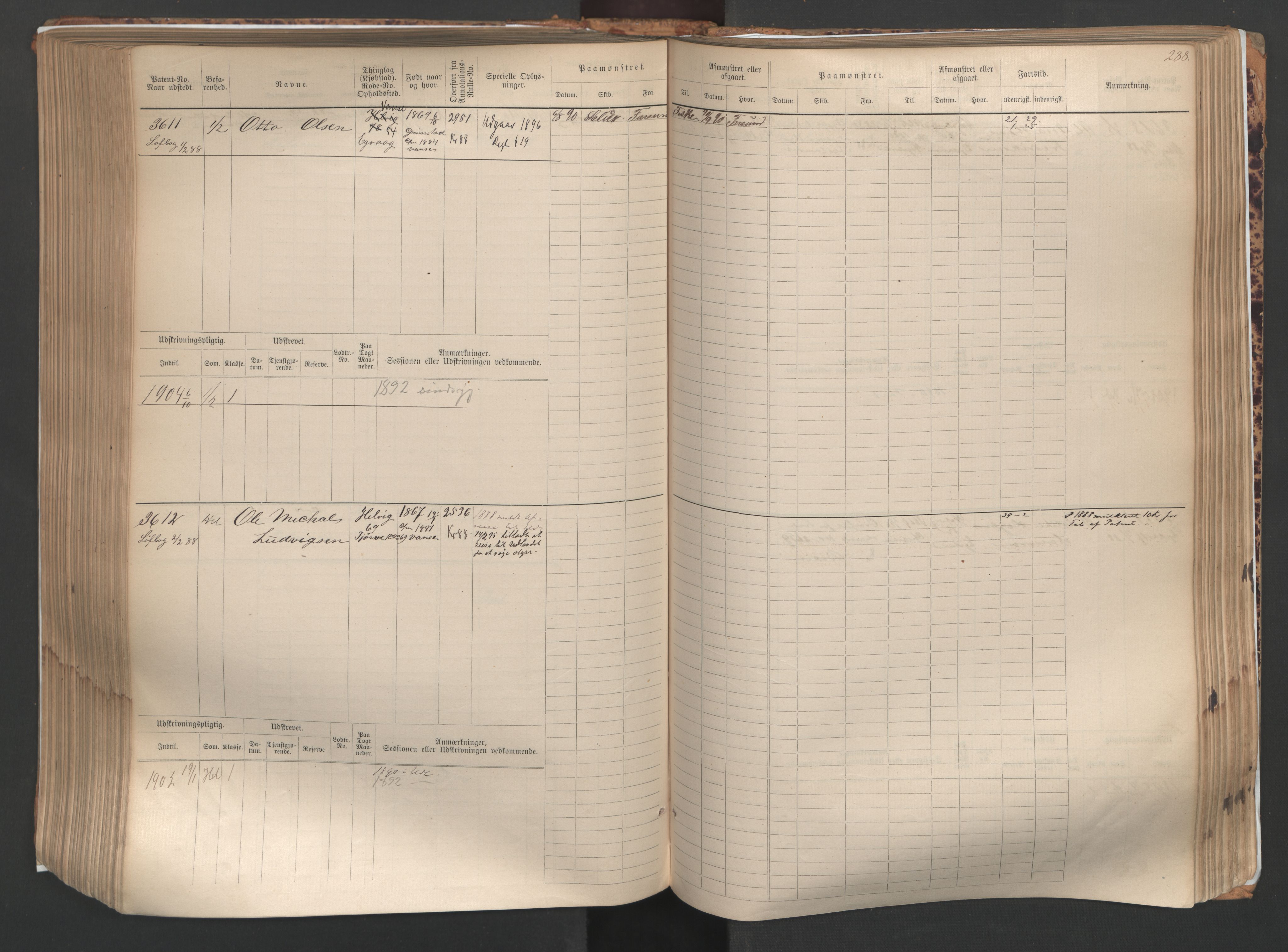 Farsund mønstringskrets, SAK/2031-0017/F/Fb/L0005: Hovedrulle nr 3041-3804, M-8, 1883-1930, p. 291