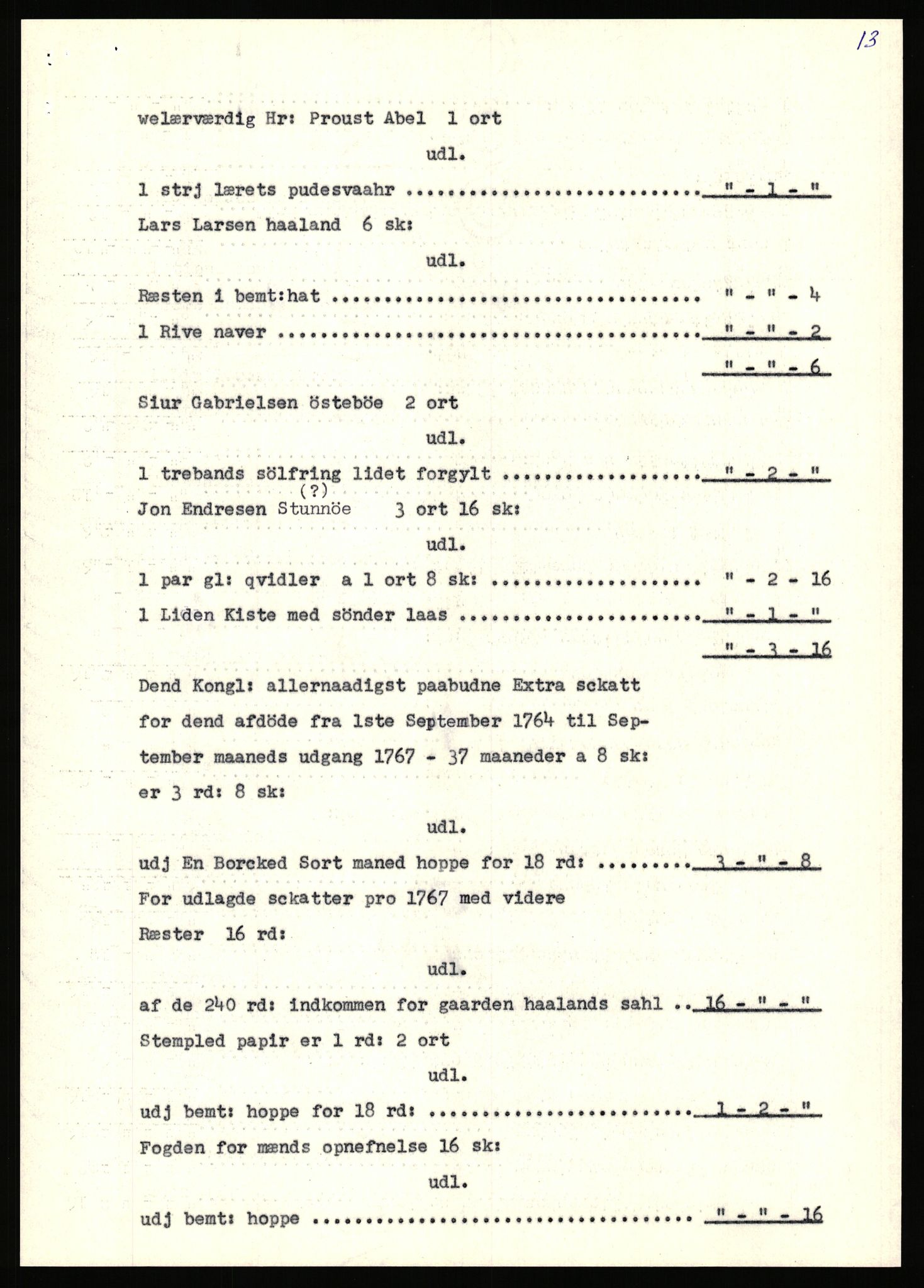 Statsarkivet i Stavanger, SAST/A-101971/03/Y/Yj/L0043: Avskrifter sortert etter gårdsnavn: Håland - Håvågs laksefiskeri, 1750-1930, p. 389