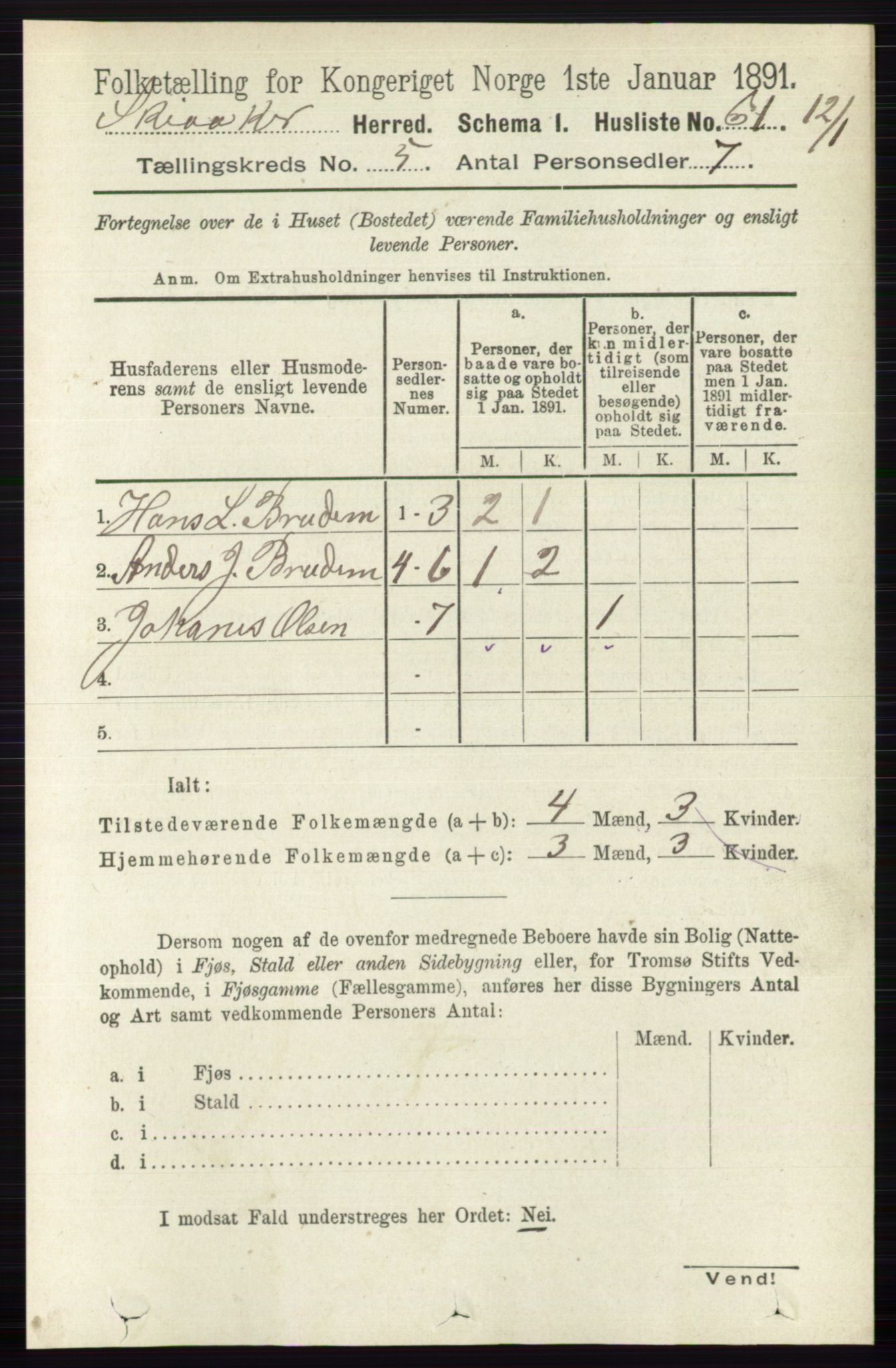 RA, 1891 census for 0513 Skjåk, 1891, p. 1605