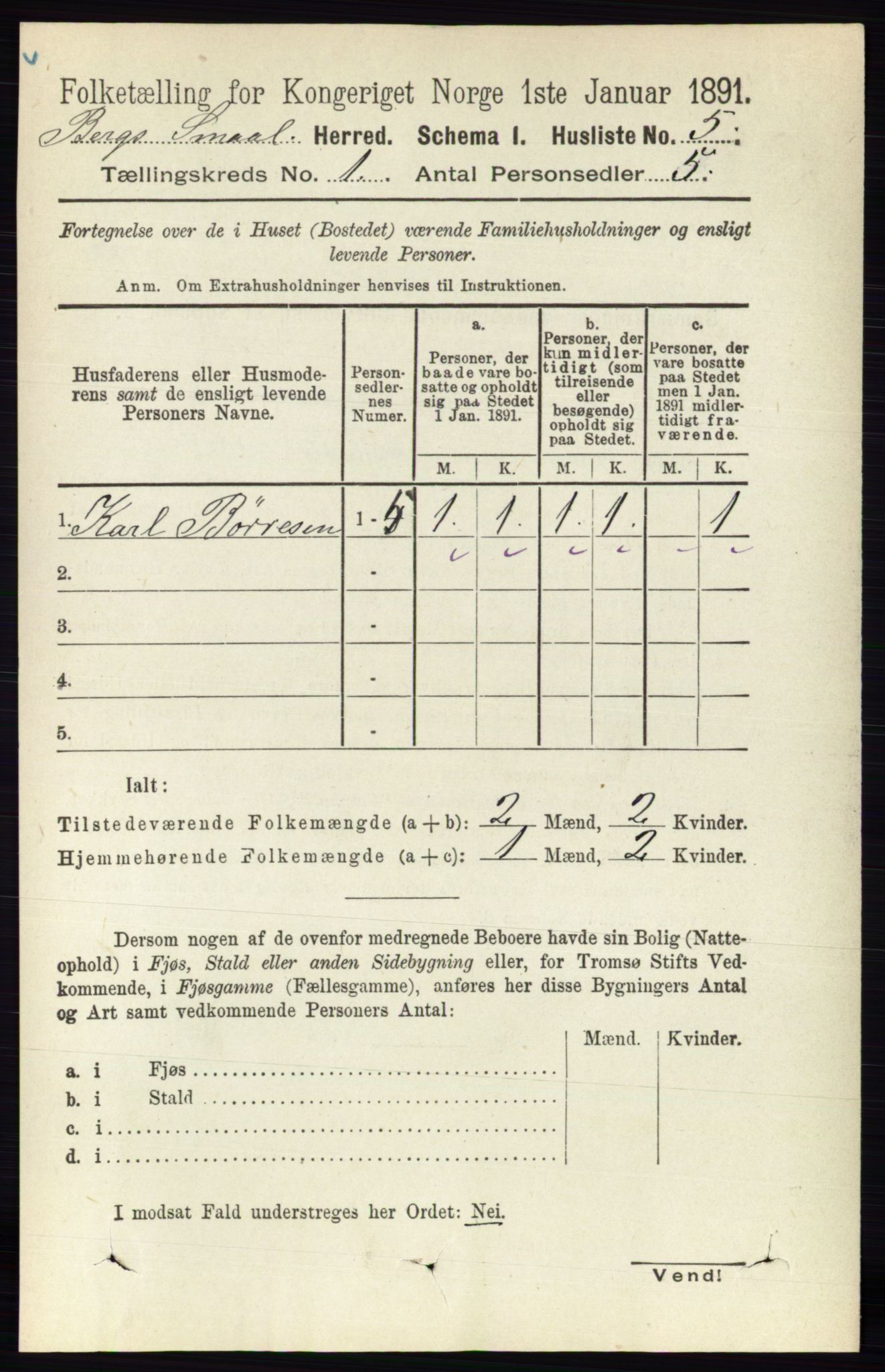 RA, 1891 census for 0116 Berg, 1891, p. 32