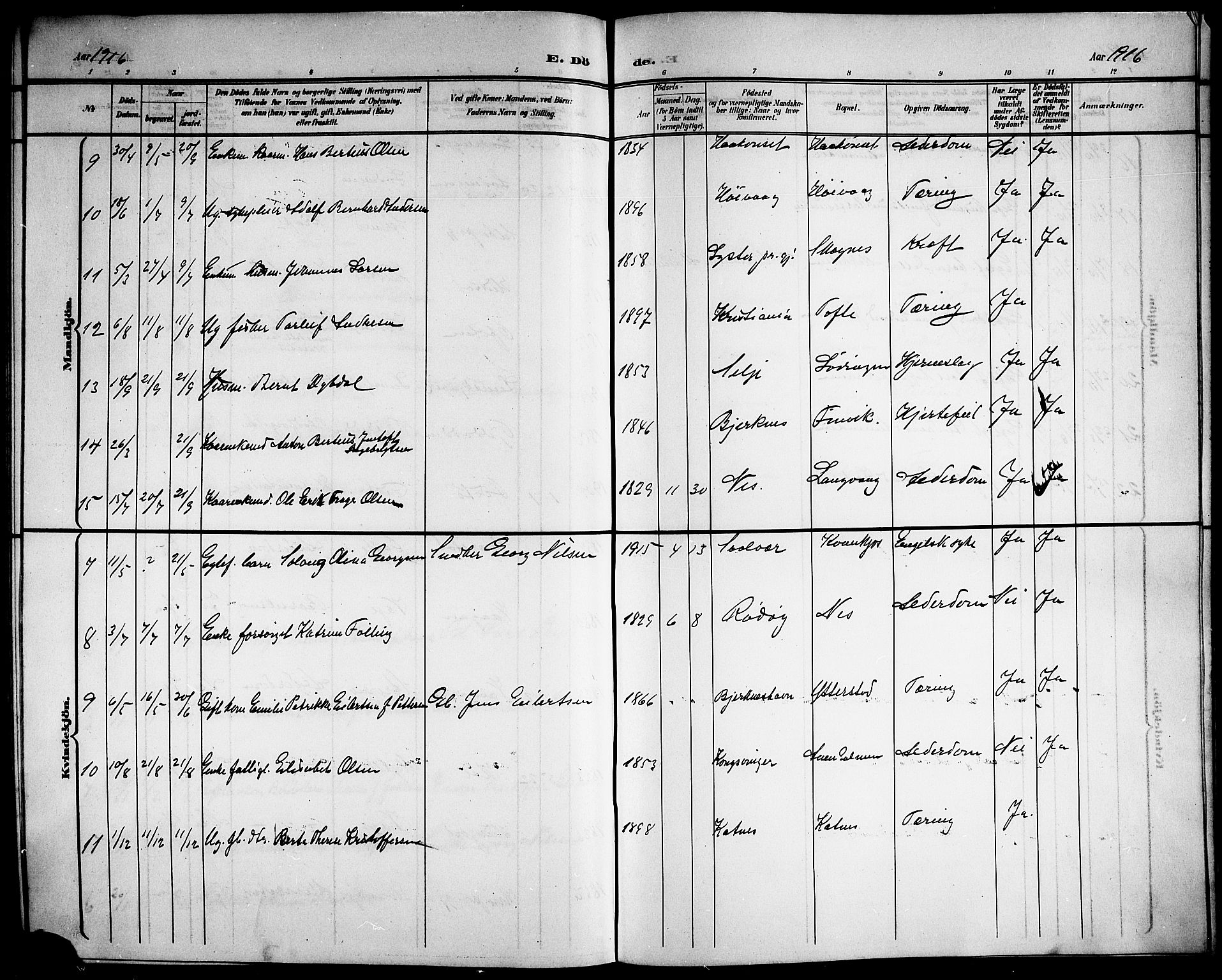 Ministerialprotokoller, klokkerbøker og fødselsregistre - Nordland, AV/SAT-A-1459/872/L1048: Parish register (copy) no. 872C04, 1898-1919